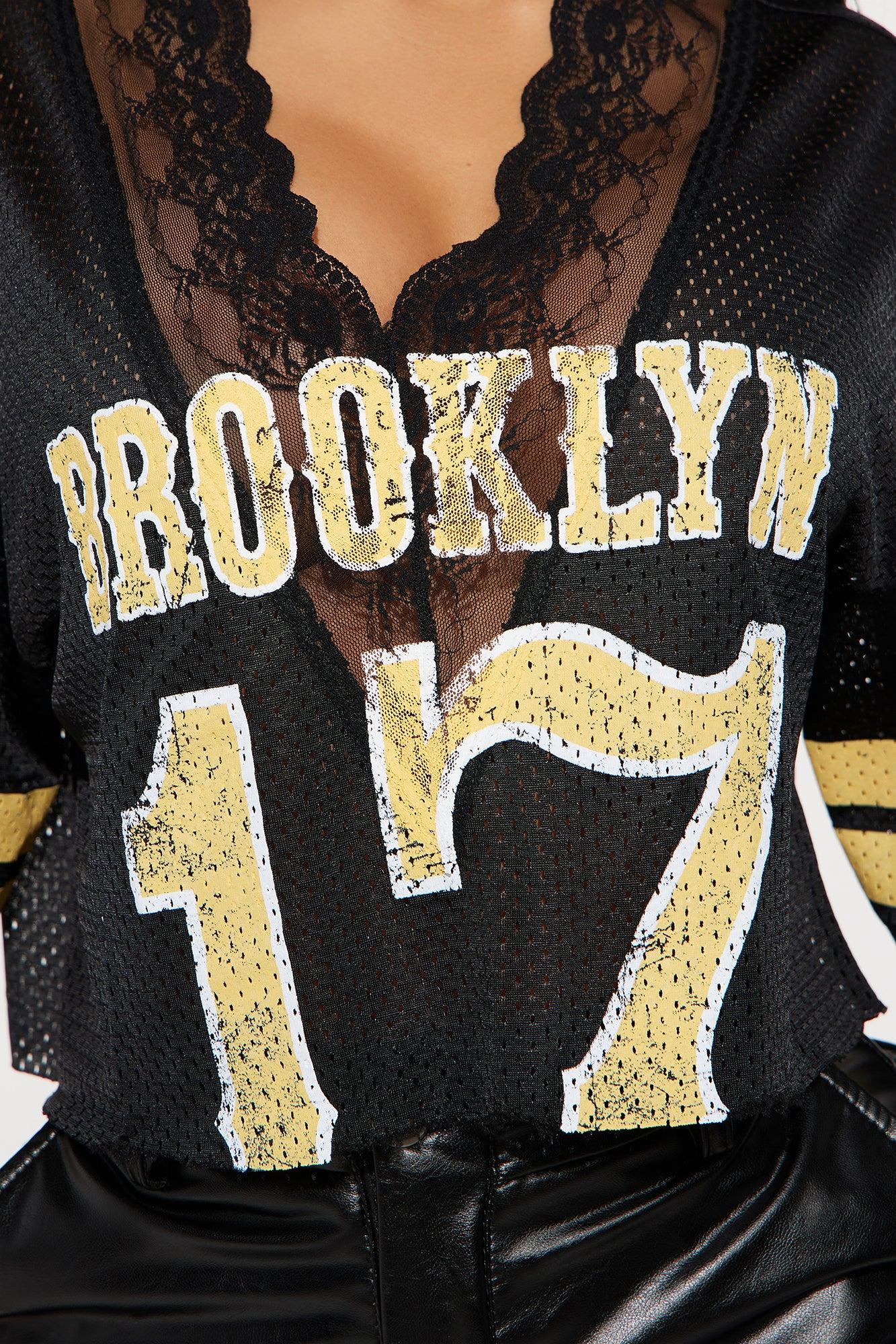 Brooklyn Babe Lace Jersey Tee  - Black Product Image