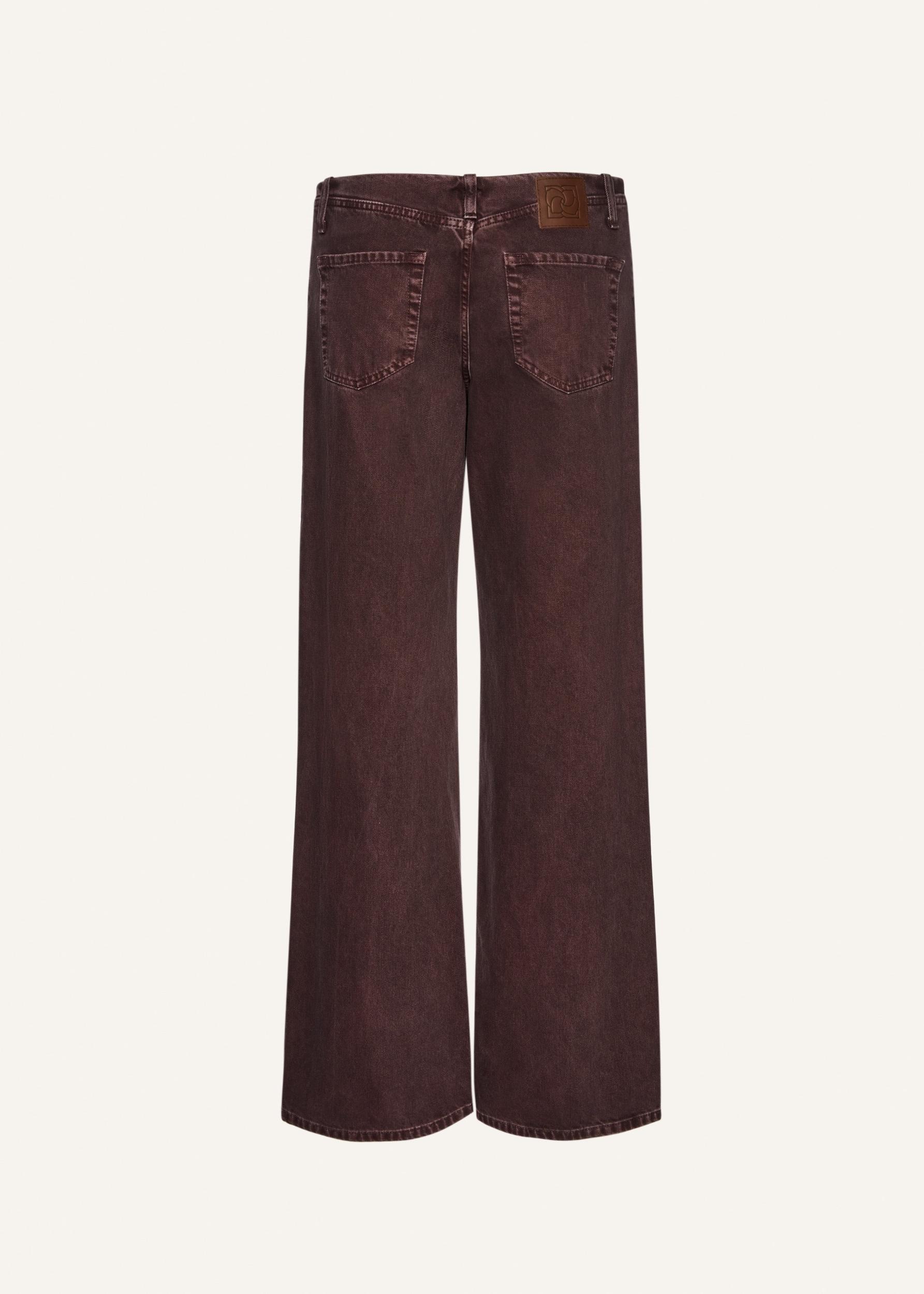 Ultra-low-waist wide-leg denim in brown Product Image