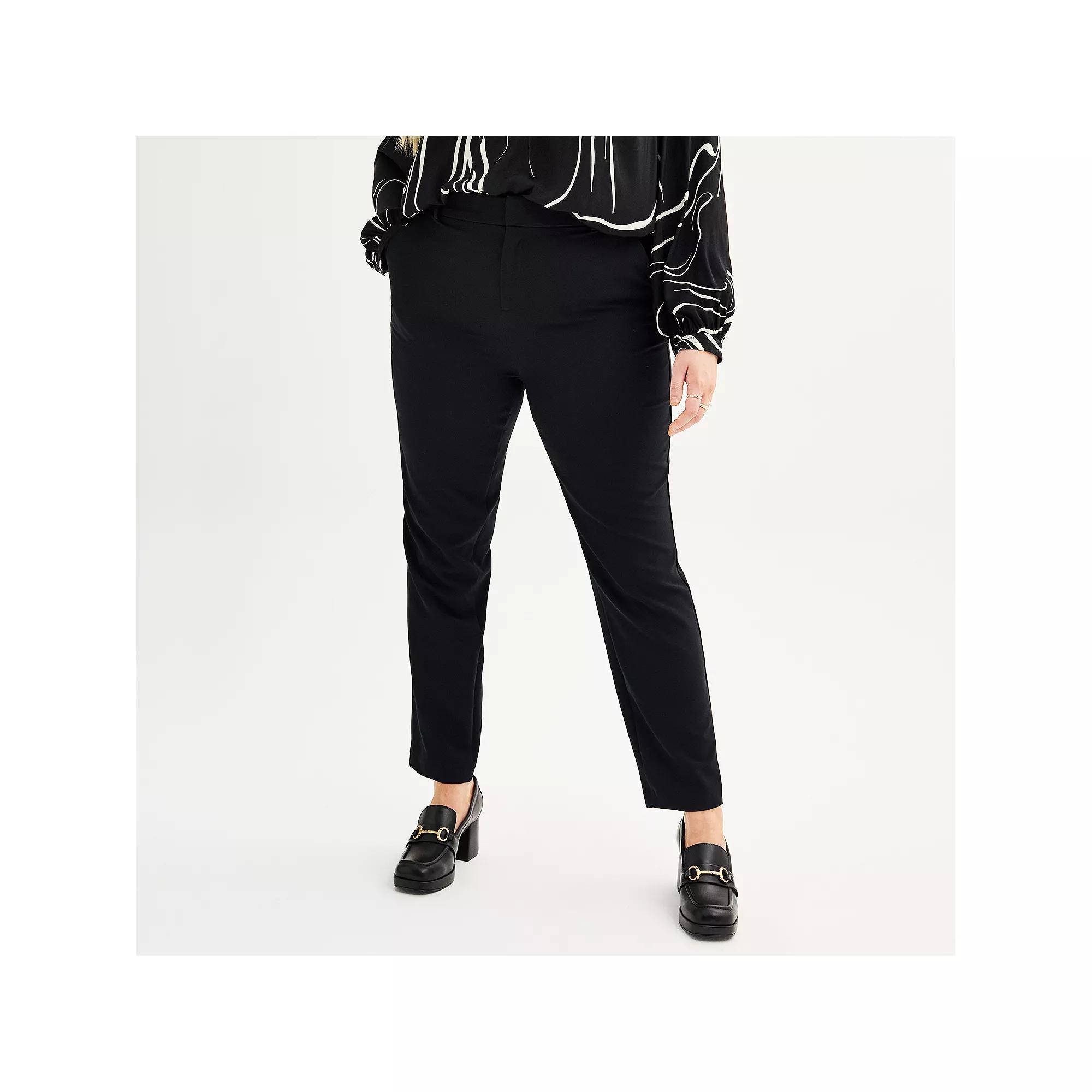 Plus Size Nine West Magic Waist Skinny Pants, Women's, Size: 28W Short, Mineral Black Product Image