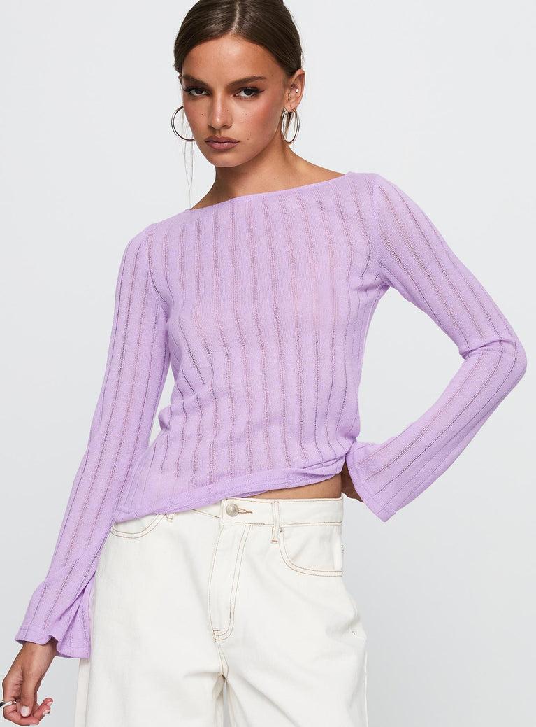 Tuppence Ribbed Long Sleeve Top Lilac Product Image