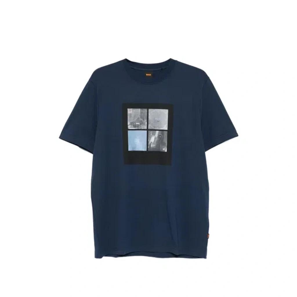 HUGO BOSS Graphic-print T-shirt In Blue Product Image