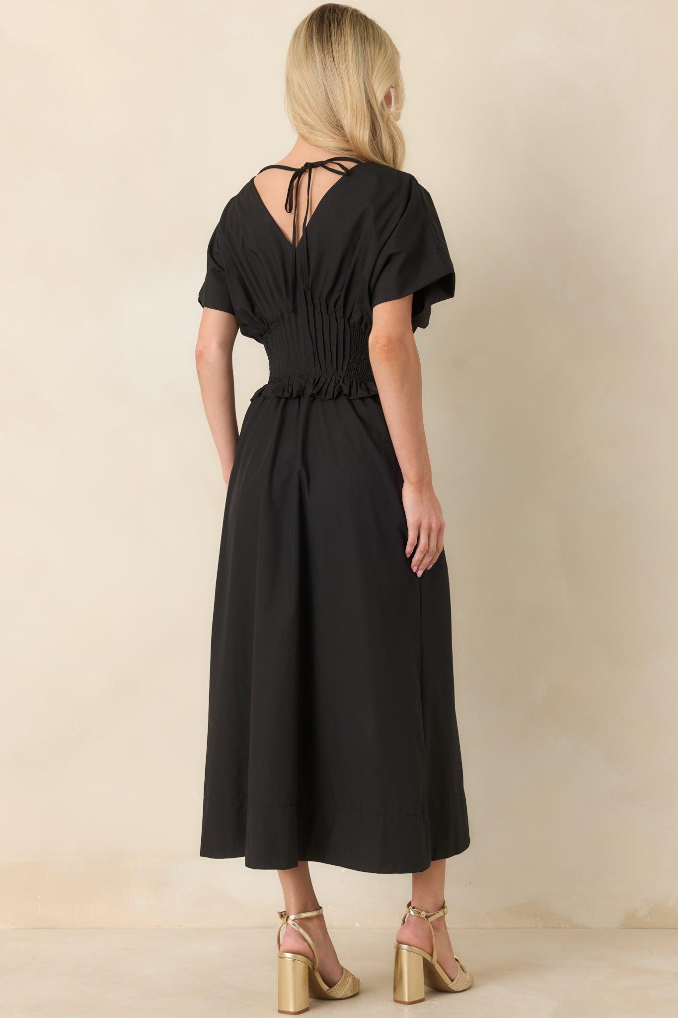Let It Be Easy Black Smocked Waist Zip Maxi Dress Product Image