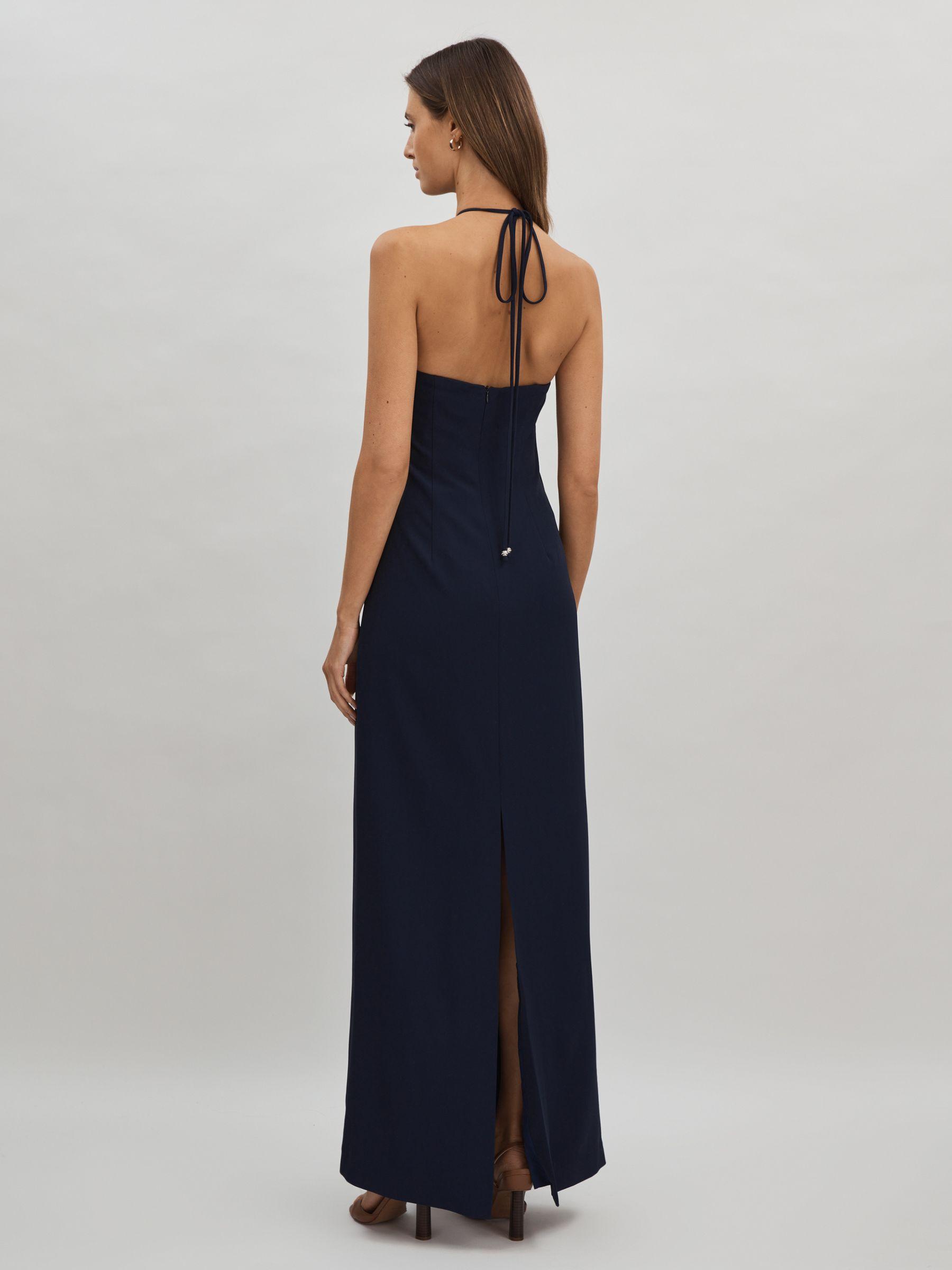 Halston Rosette Maxi Dress in Navy Product Image