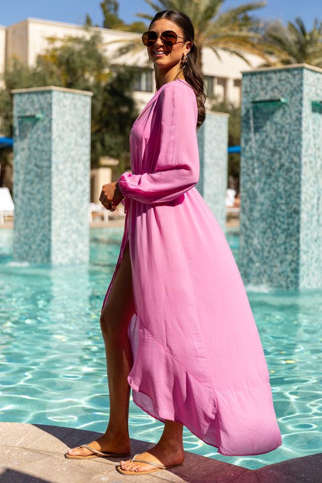 Shine On Pink Long Sleeve Swim Cover-up FINAL SALE Product Image