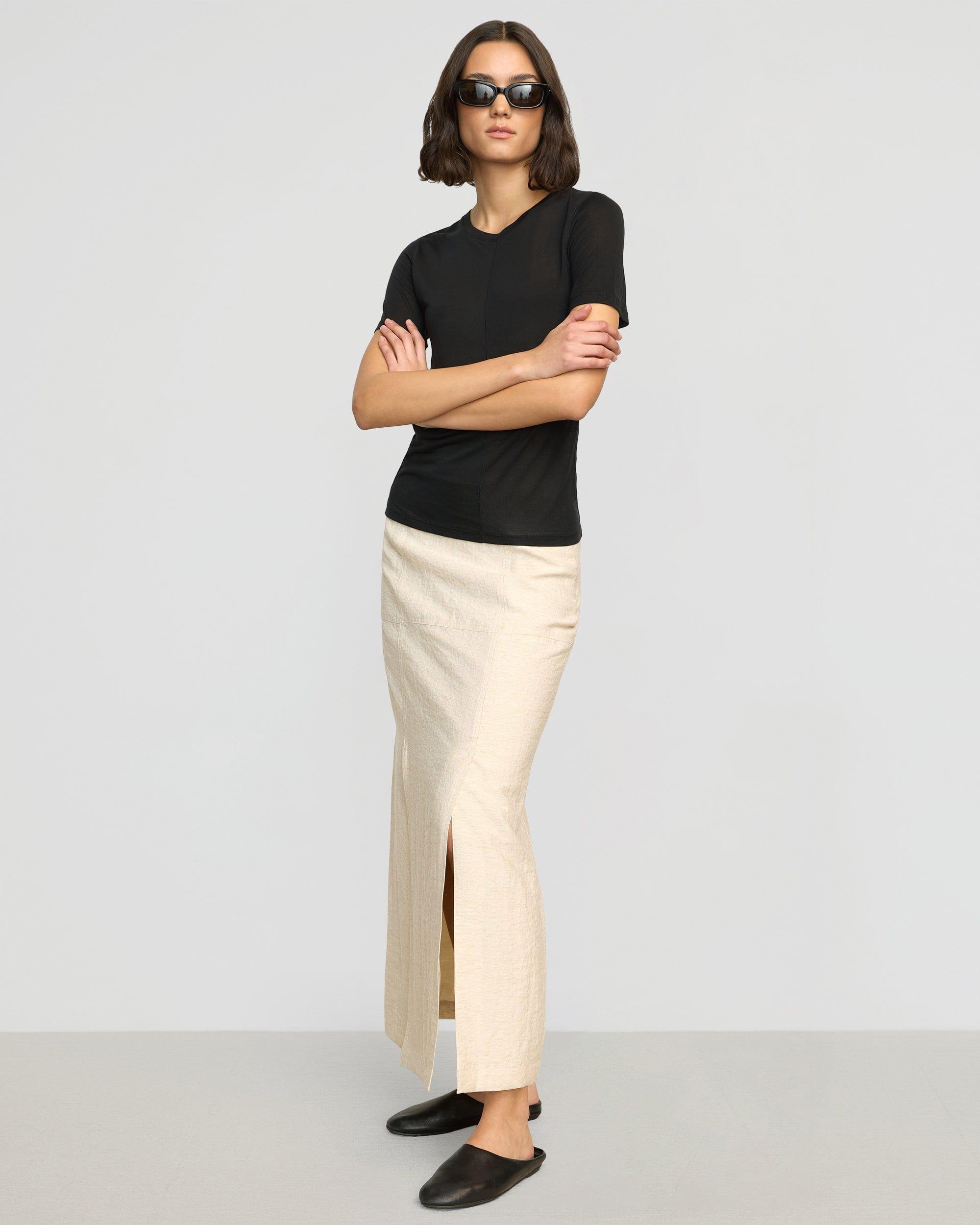 Ranni Front-Vent Linen-Blend Skirt Product Image