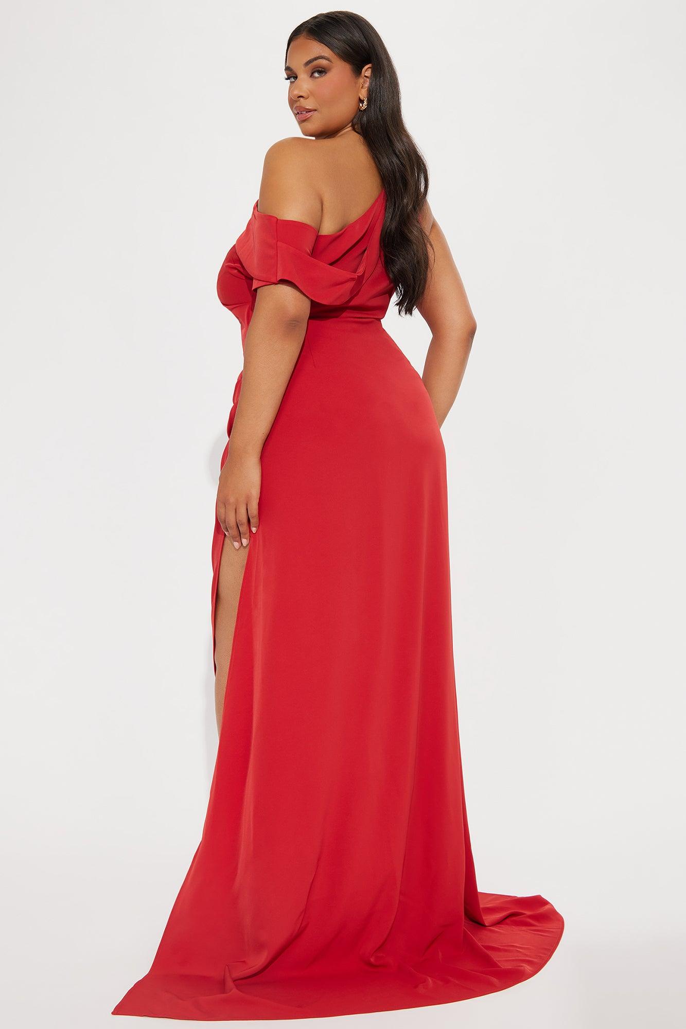 Danielle One Shoulder Maxi Dress - Marsala Product Image