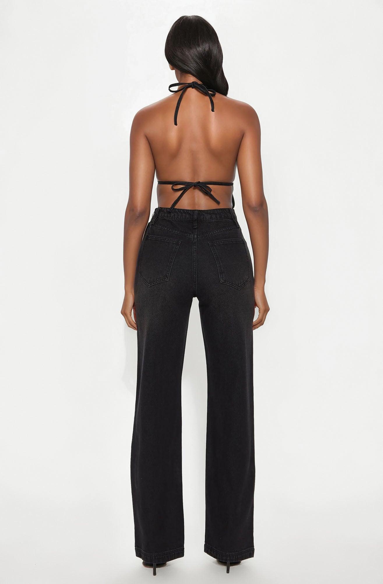 Letting Loose Denim Jumpsuit - Black Wash Product Image