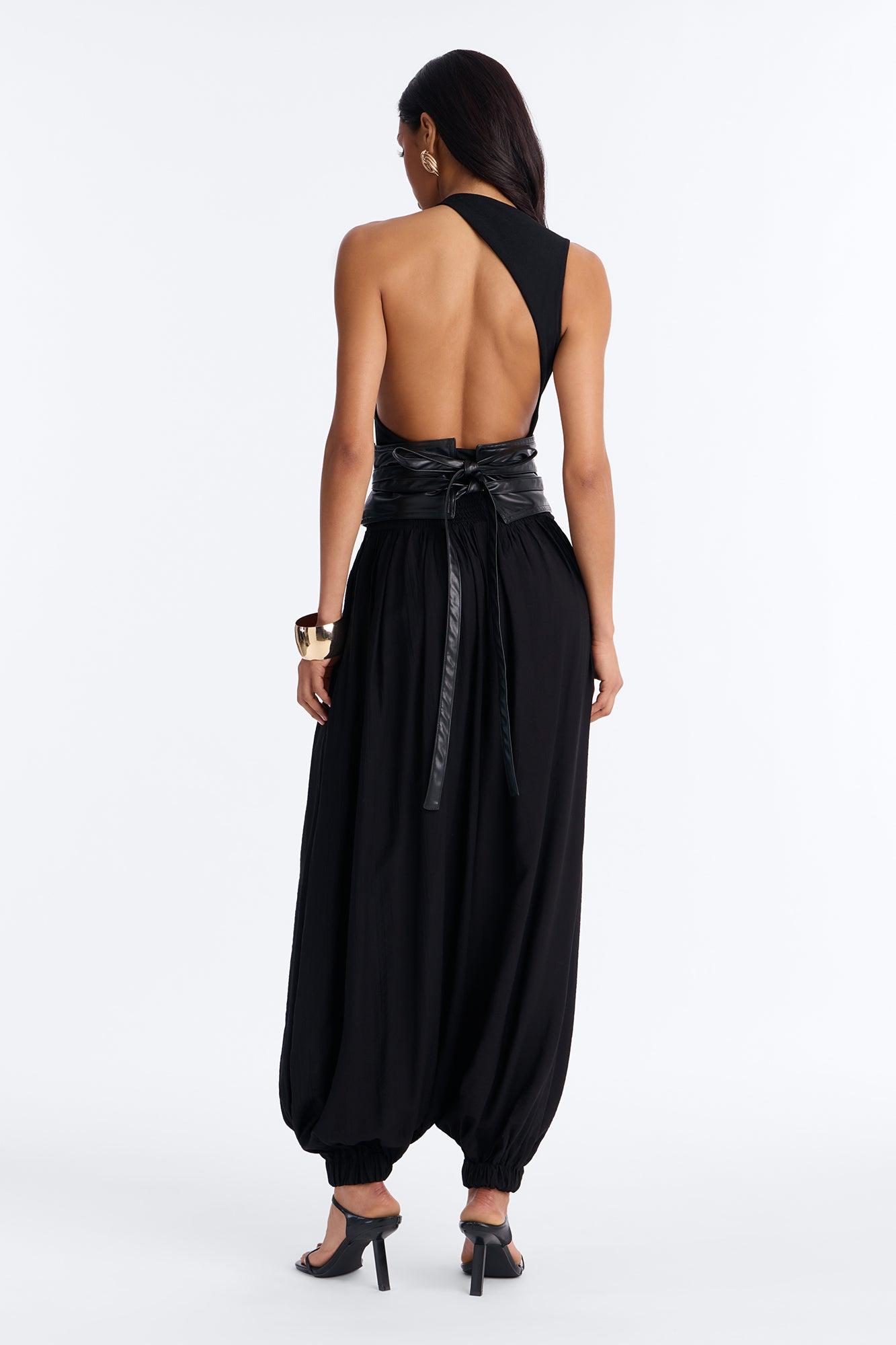 Tiana 3 Piece Belted Balloon Pant Set - Black Female Product Image