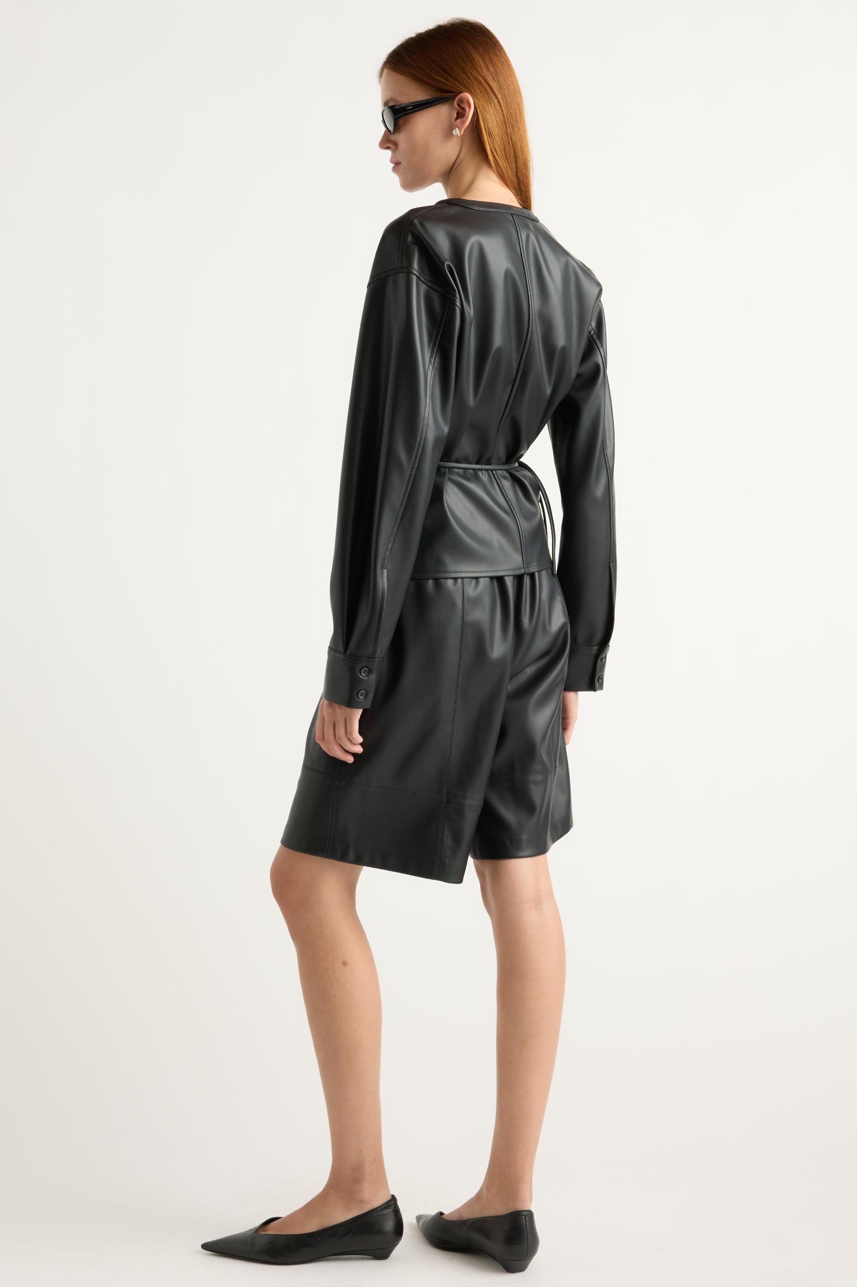 Sarit Vegan Leather Wrap Top Product Image