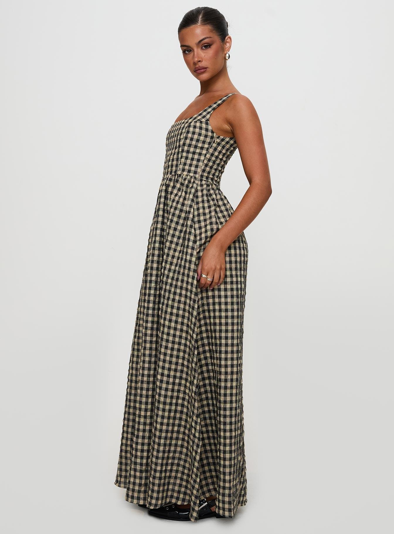 Cartmel Check Maxi Dress Black / Cream Product Image