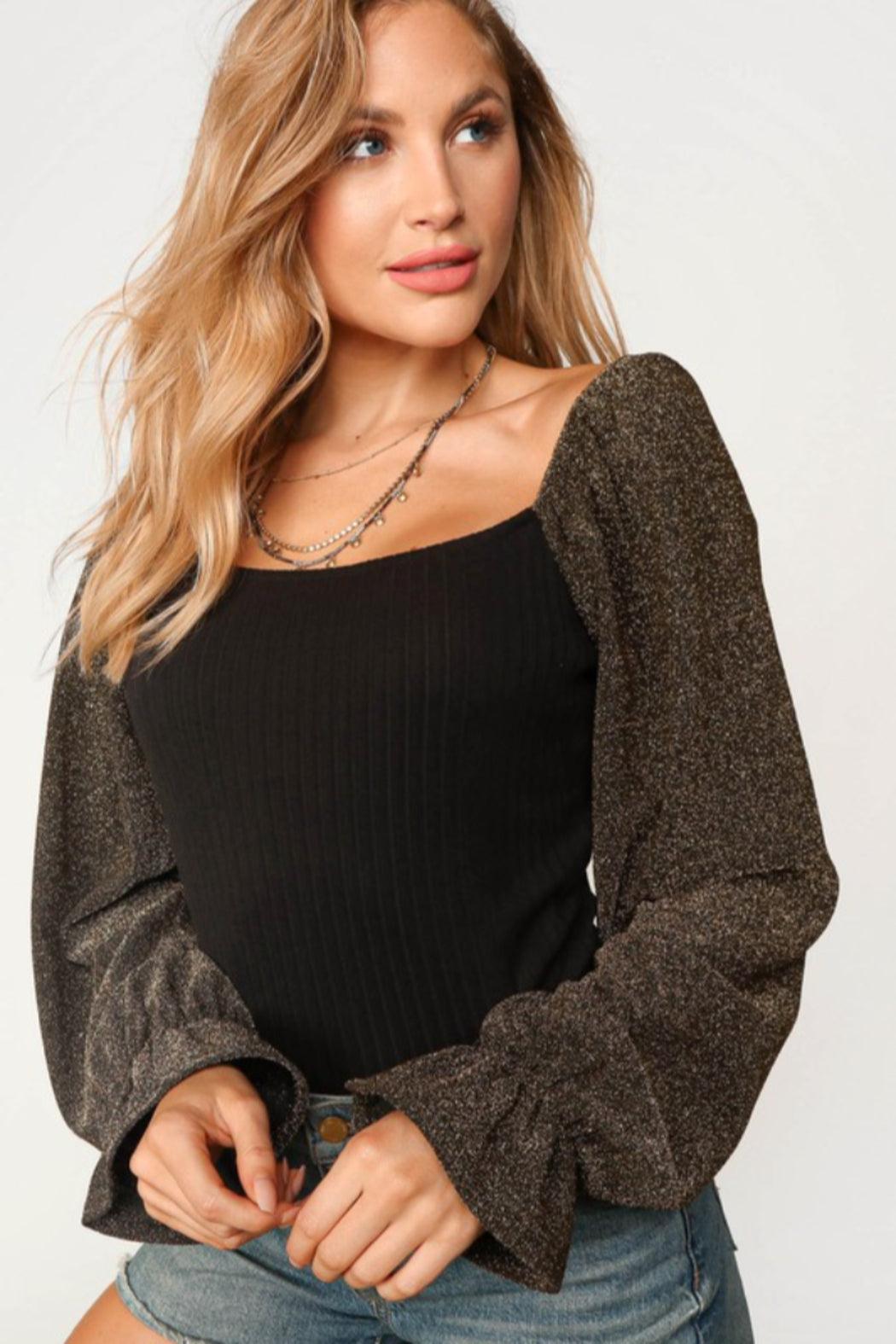 Glitter Sleeve Top Product Image