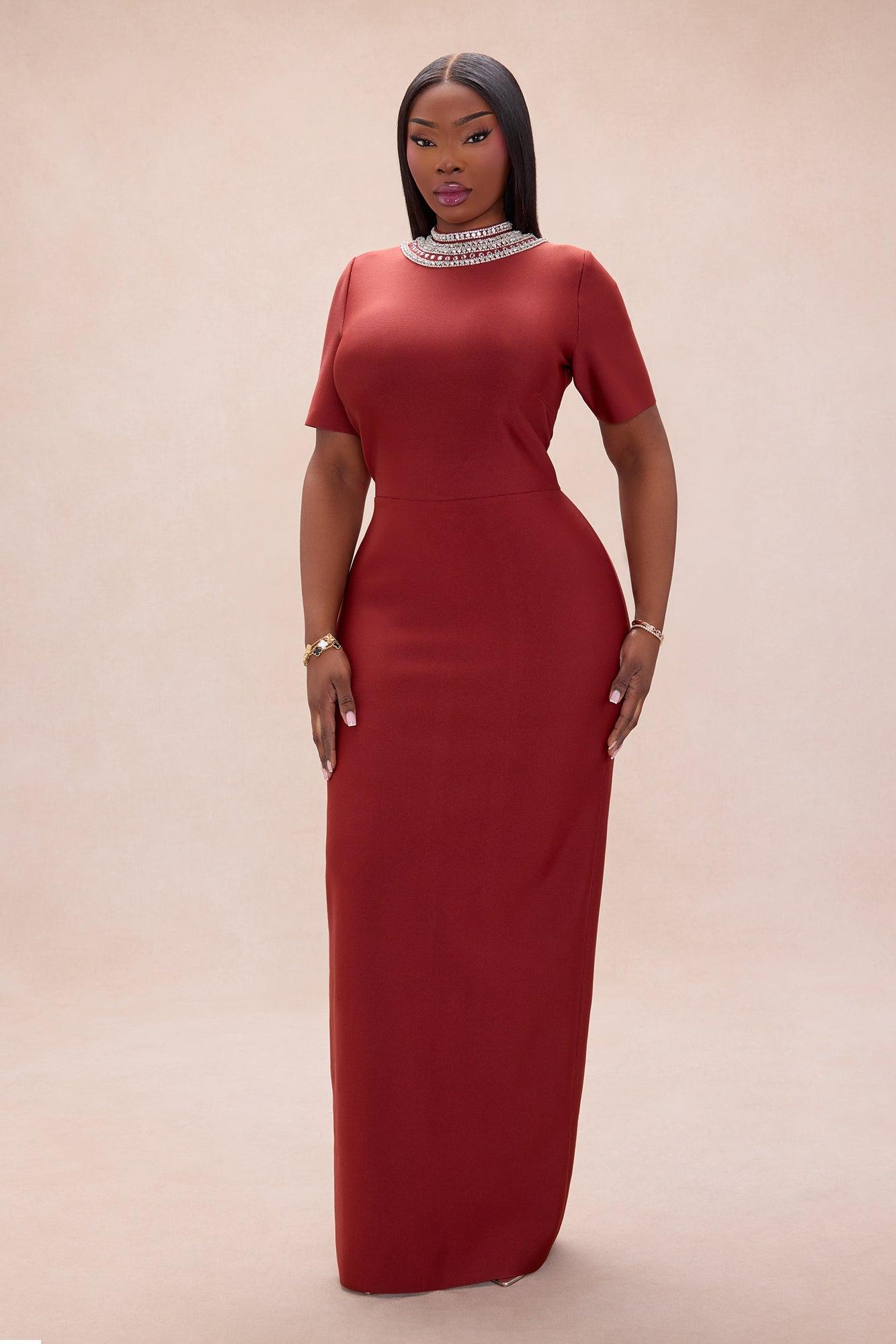 Tatum Backless Rhinestone Bandage Maxi Dress - Copper Female Product Image