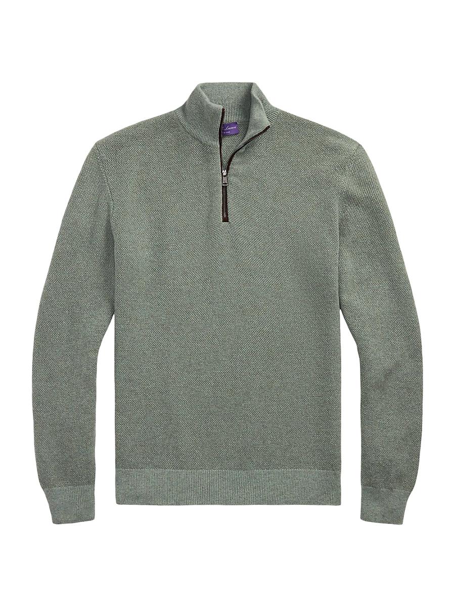 Mens Birdseye Cashmere Quarter-Zip Sweater Product Image