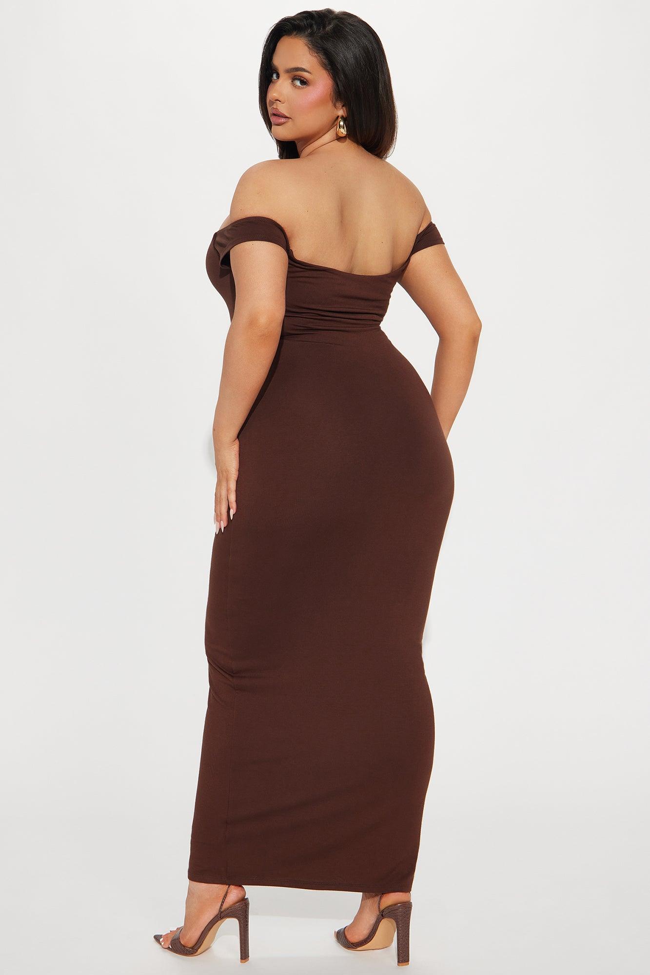 Mina Smooth Double Lined Maxi Dress - Chocolate Product Image
