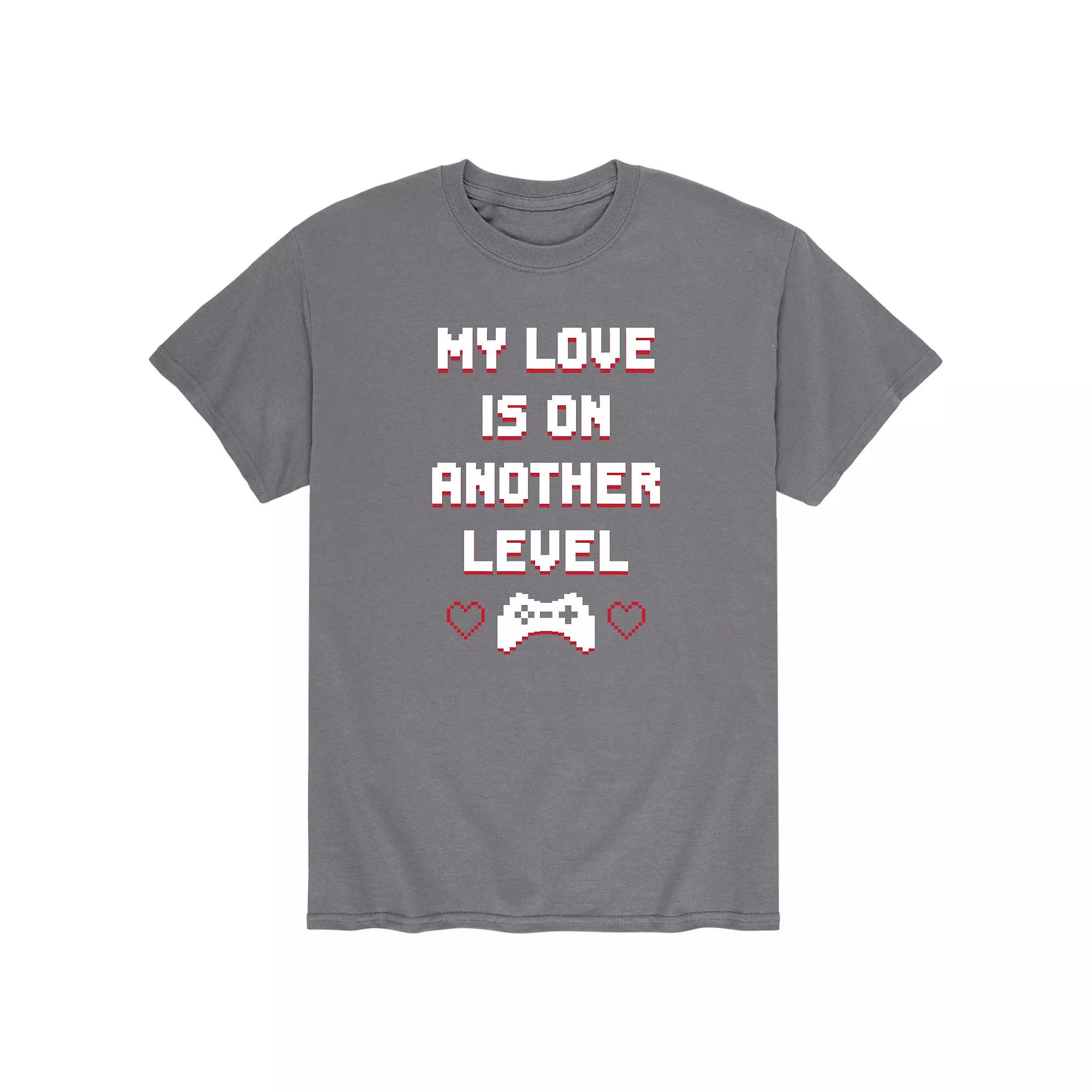 Men's My Love Is On Another Level Gamer Valentine's Day Graphic Tee,  Product Image