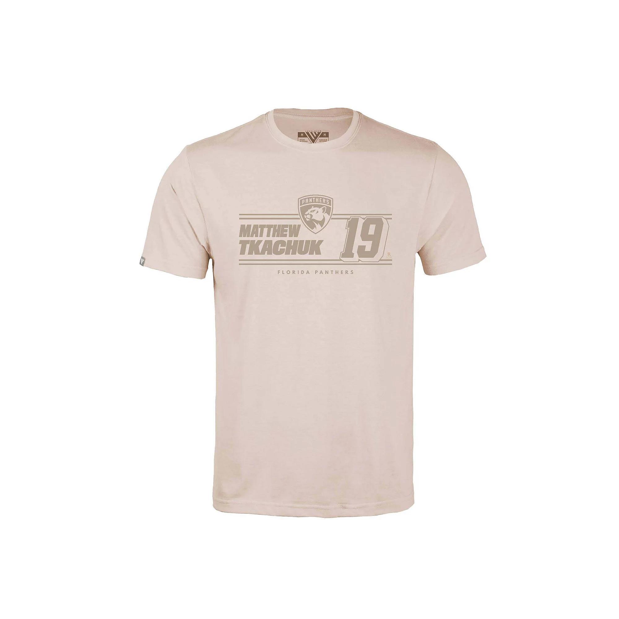 Men's Levelwear Matthew Tkachuk Khaki Florida Panthers Richmond Mileage Name & Number T-Shirt,  Product Image