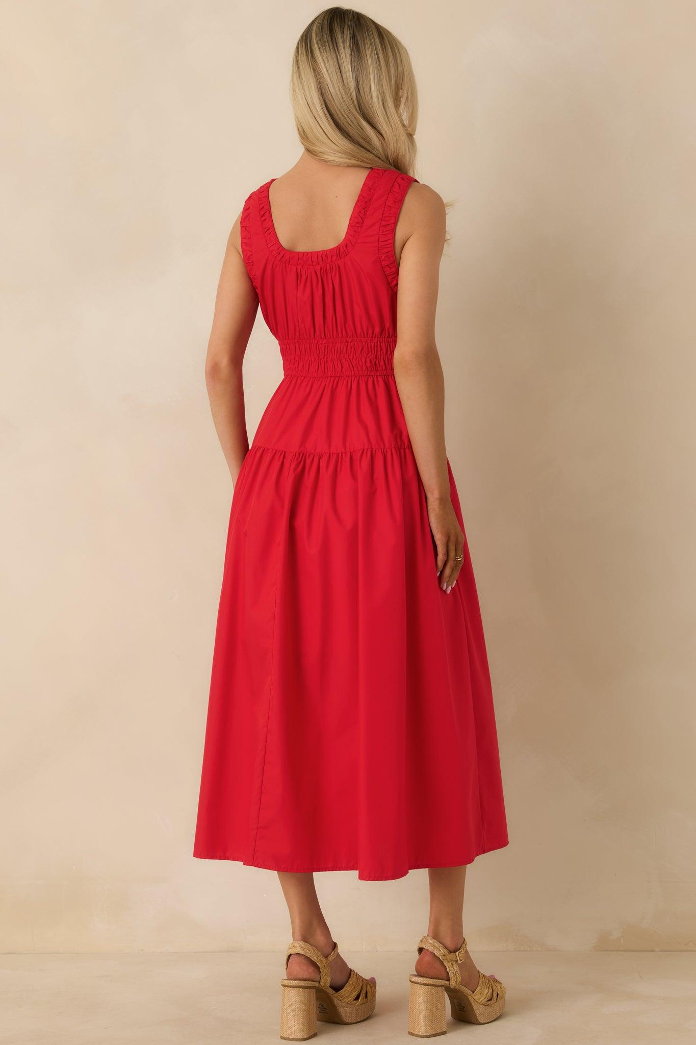 Better Late Than Never Red Sleeveless Midi Dress Product Image