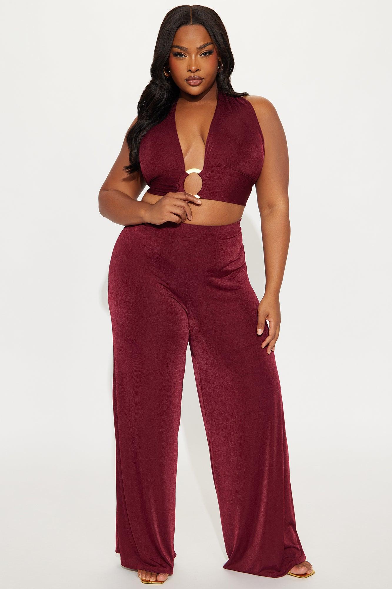 Fierce & Fabulous Pant Set - Burgundy Product Image