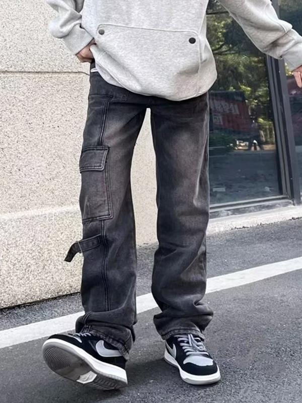 Men's Multi Pocket Zip Up Cargo Jeans Product Image