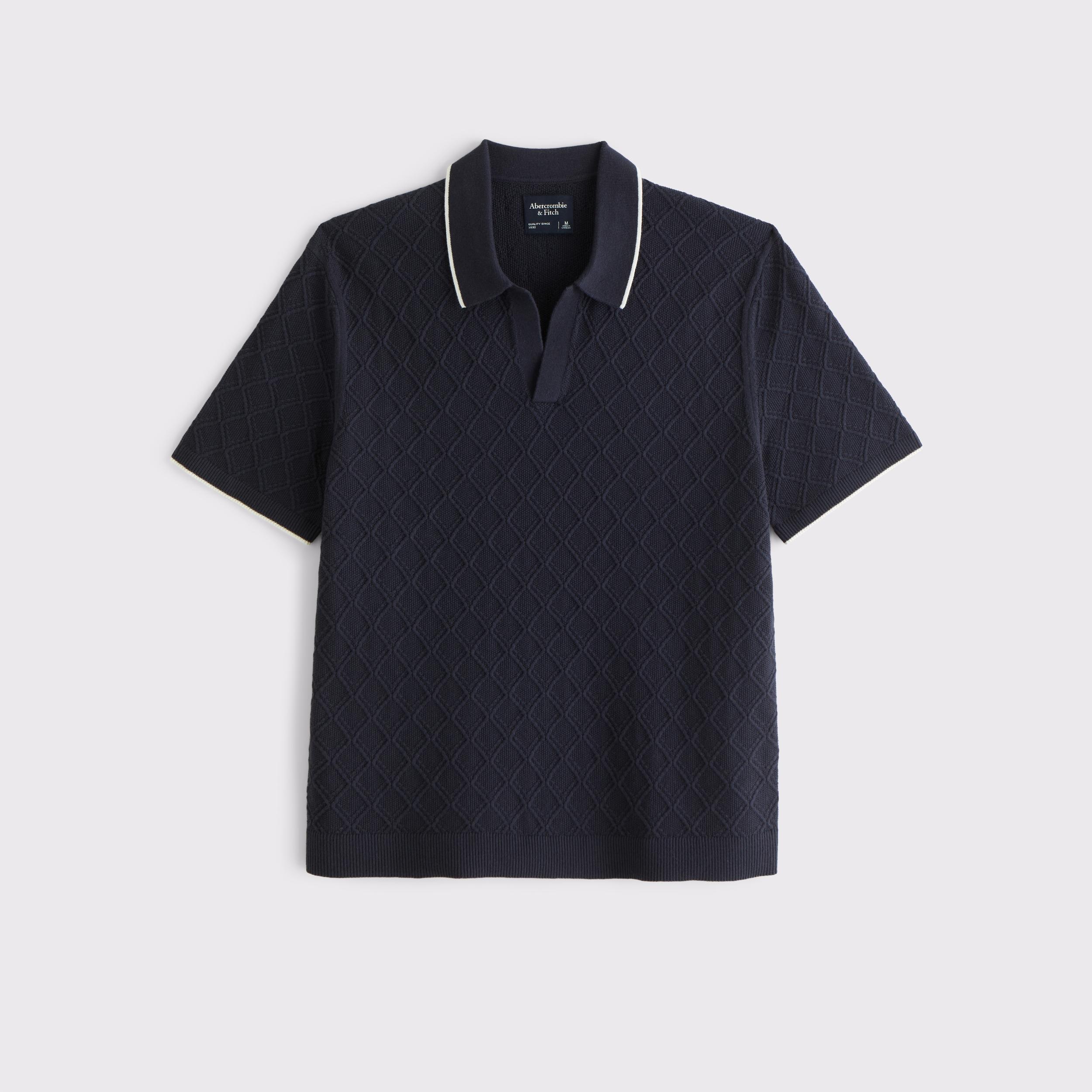 Preppy Tipped Johnny Collar Sweater Polo Product Image