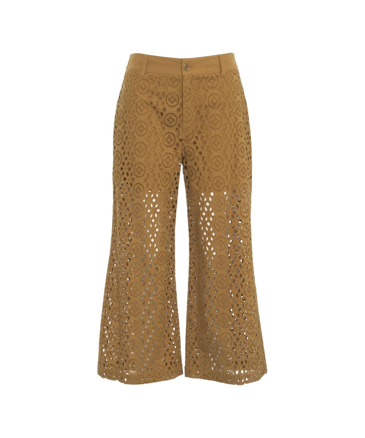 Pants with perforated embroidery Product Image