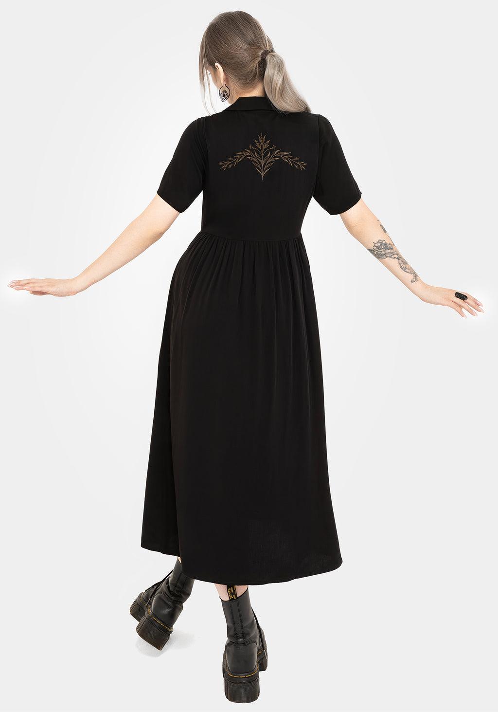 Hester Embroidered Button Up Midi Shirt Dress Product Image