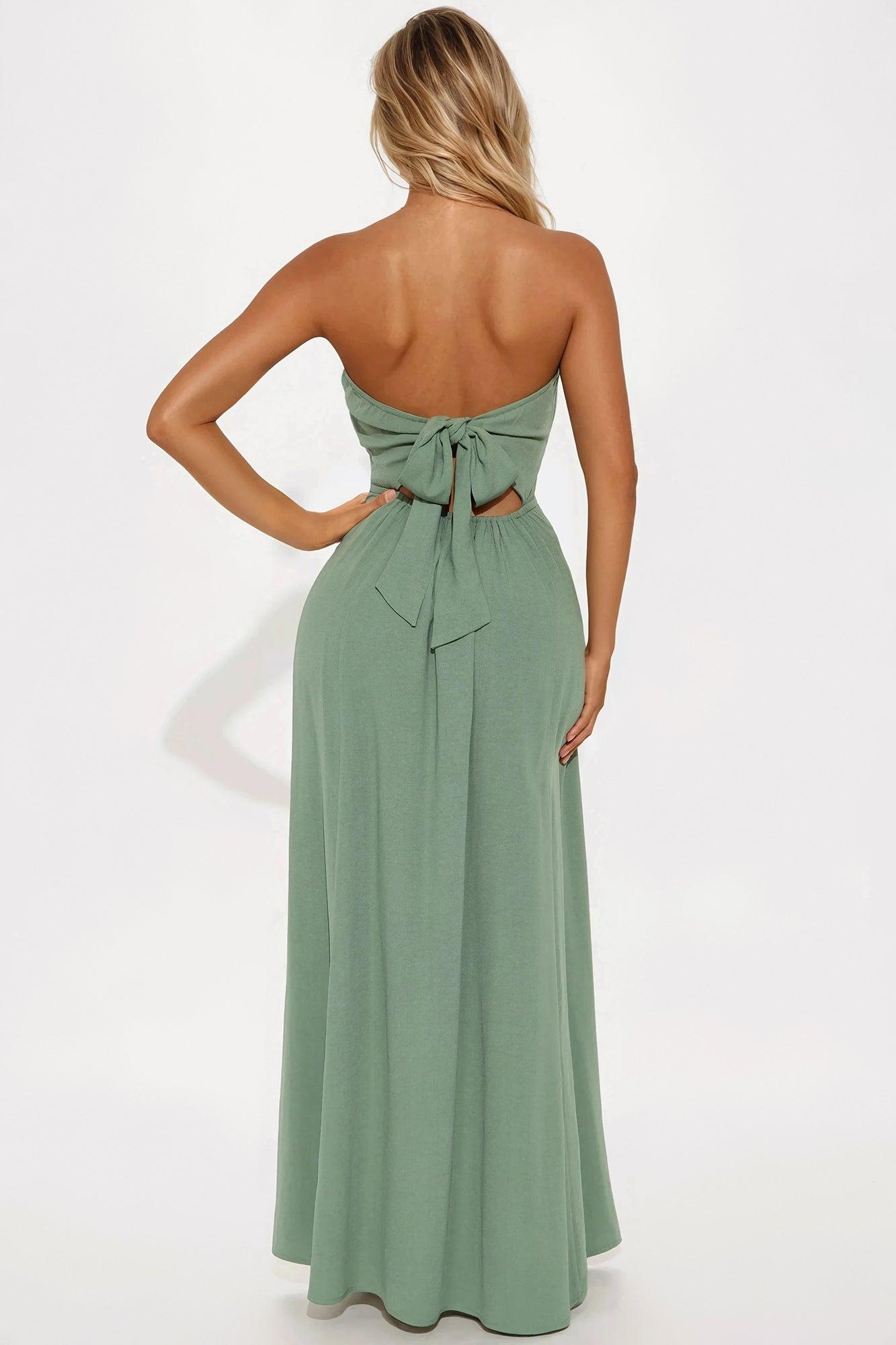 Elizabeth Strapless Maxi Dress - Green Product Image