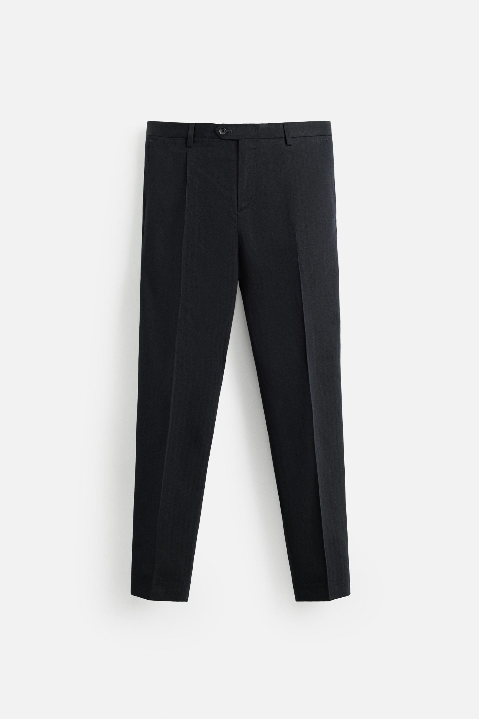 HERRINGBONE LINEN COTTON SUIT PANTS Product Image