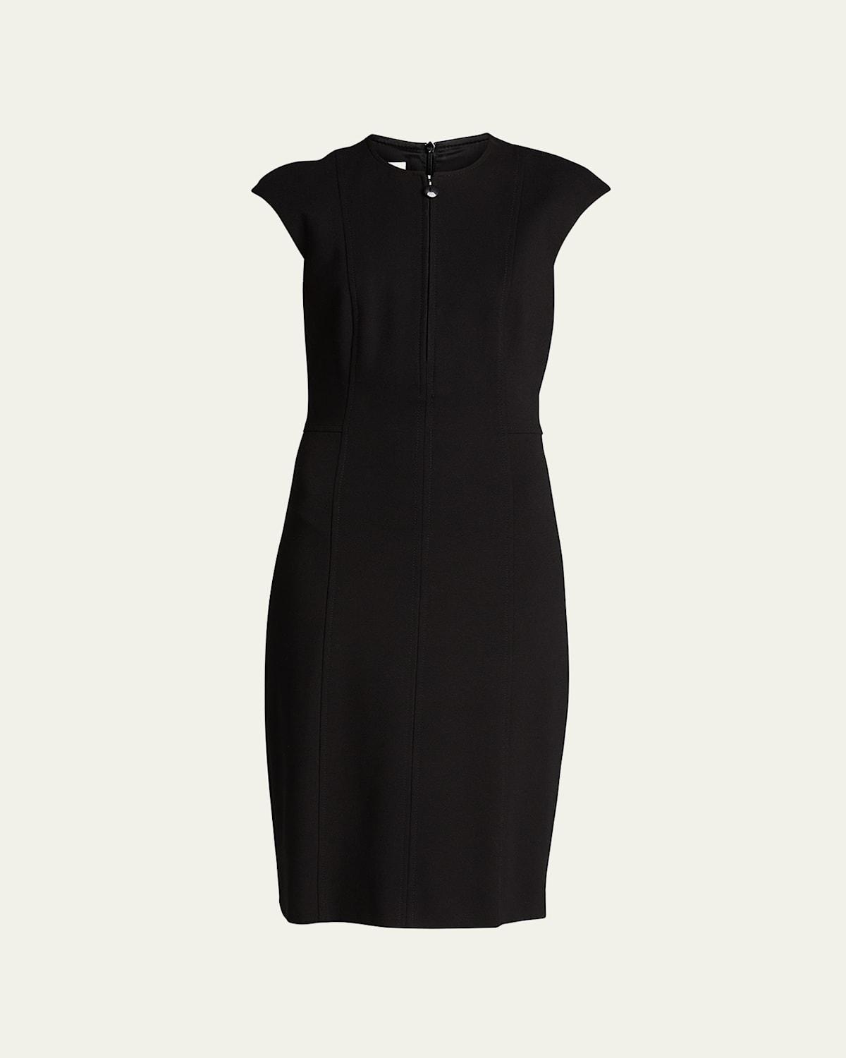 Cap-Sleeve Zip-Front Seamed Dress Product Image
