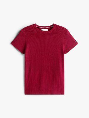 Short-Sleeve Ribbed Crewneck Sweater Product Image