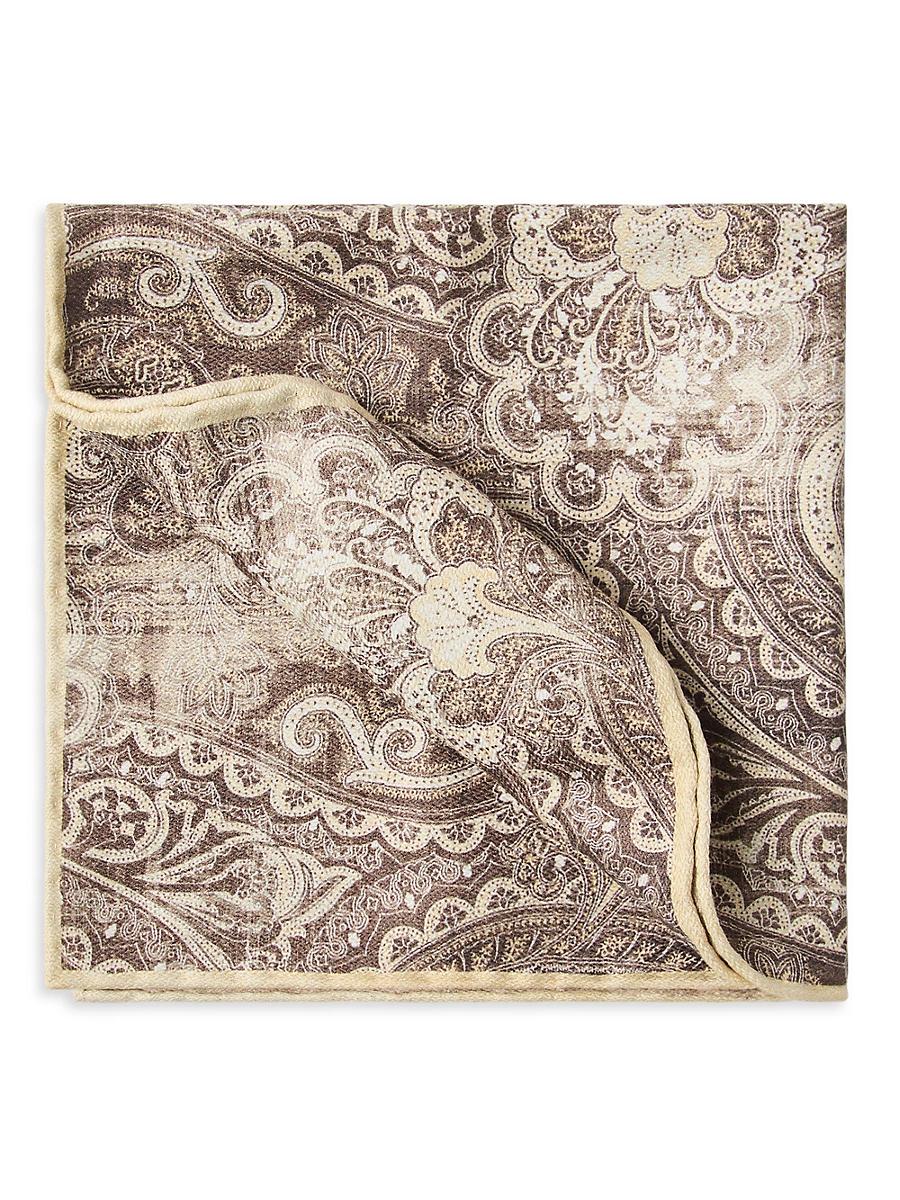 Mens Double Face Silk Pocket Square with Paisley Design Product Image