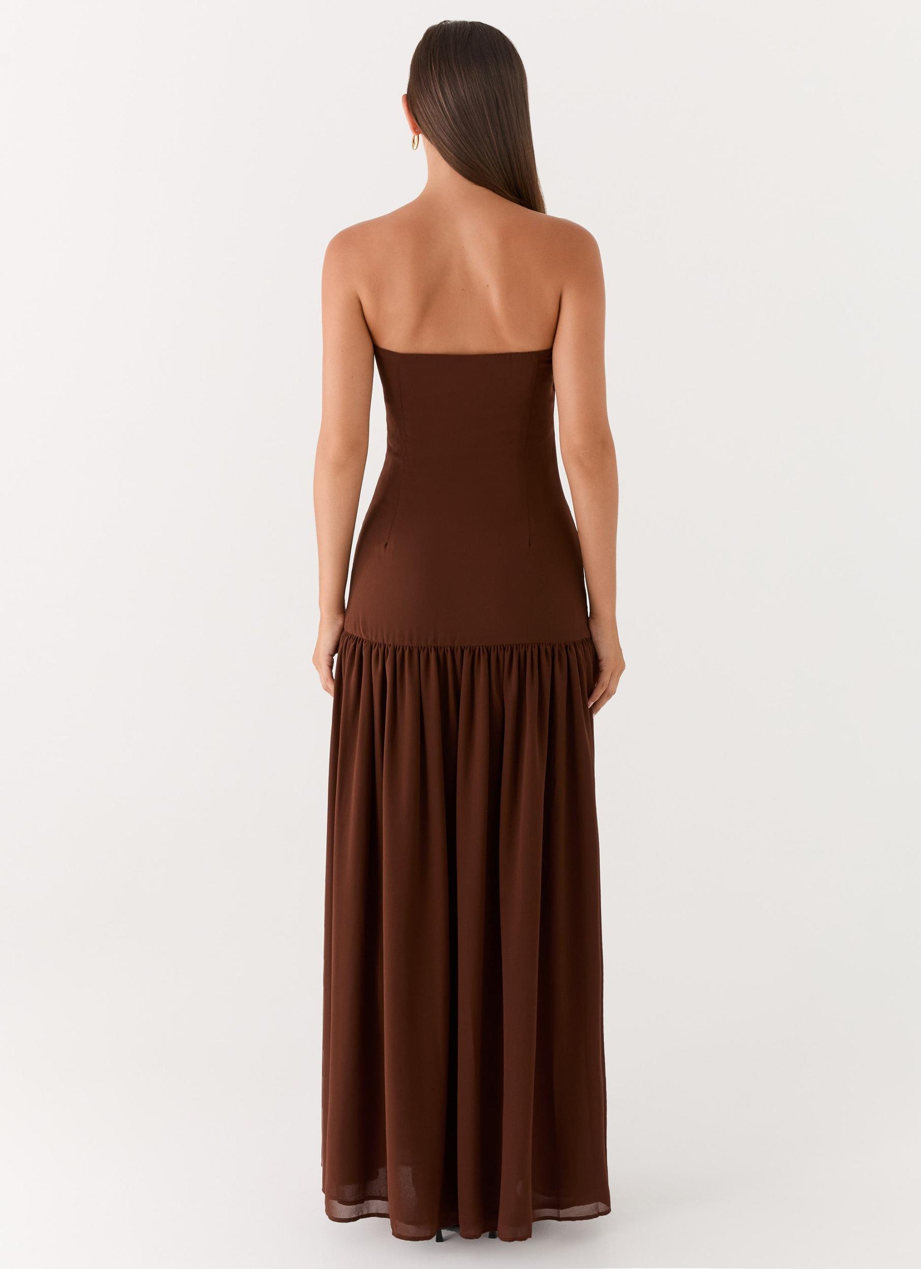 Eden Strapless Maxi Dress - Brown Product Image