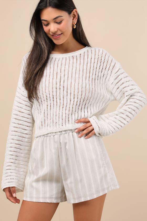 Minna Ivory Open Knit Dolman Sleeve Sweater Product Image