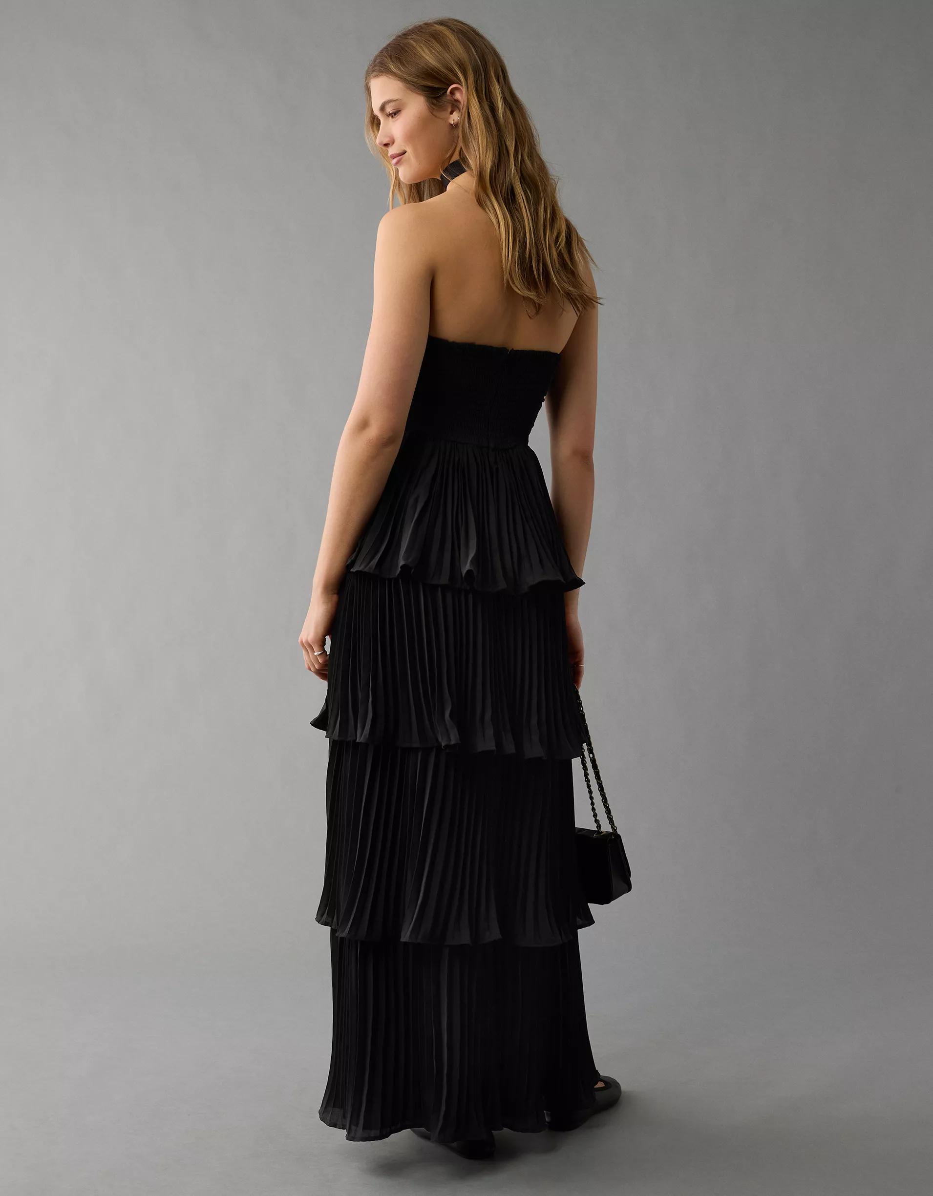 AE Tiered Pleated Maxi Dress Product Image