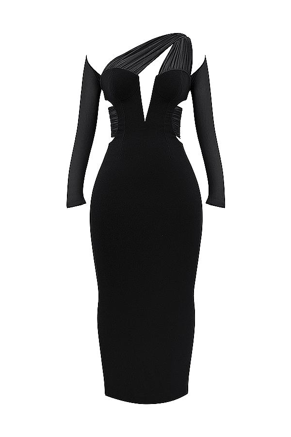Zahra  black plunge maxi dress Product Image