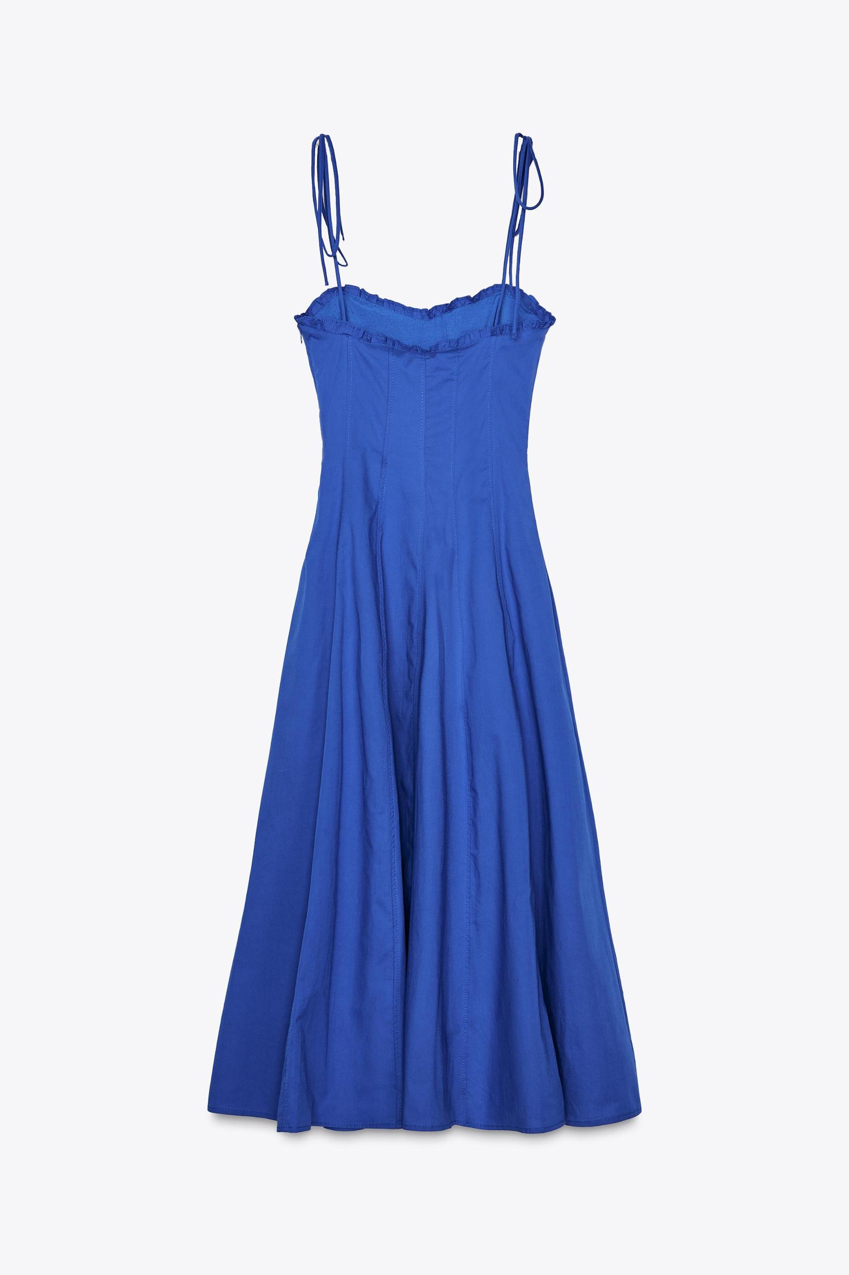 POPLIN TIE MIDI DRESS Product Image