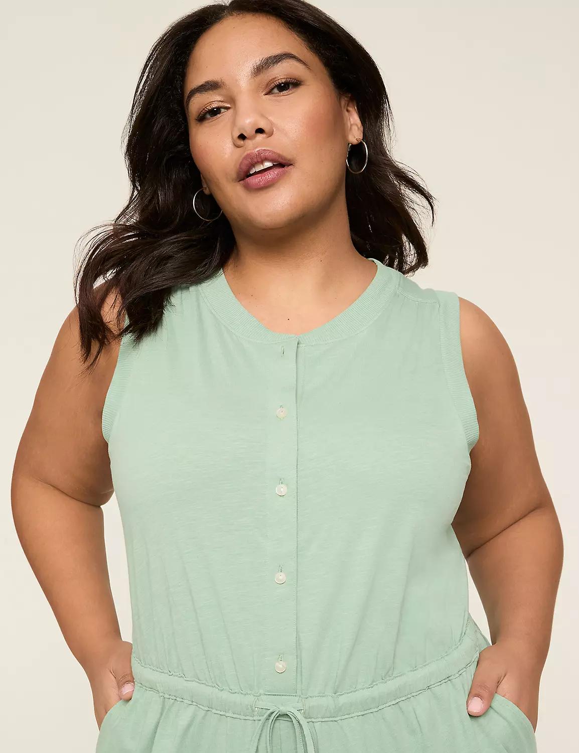 Button-Front Tie-Waist Jumpsuit Product Image