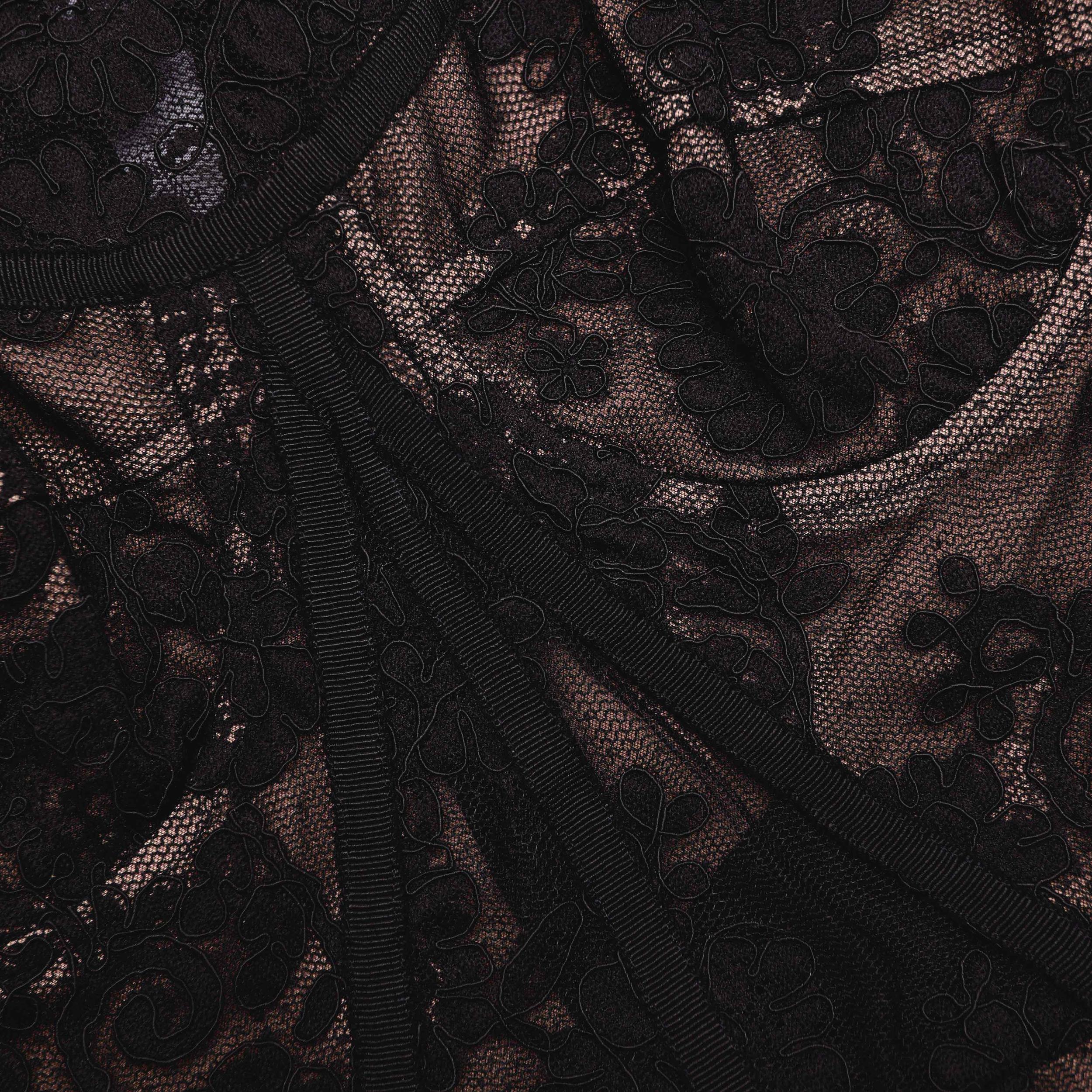 Black Lace Bustier Midi Dress Product Image