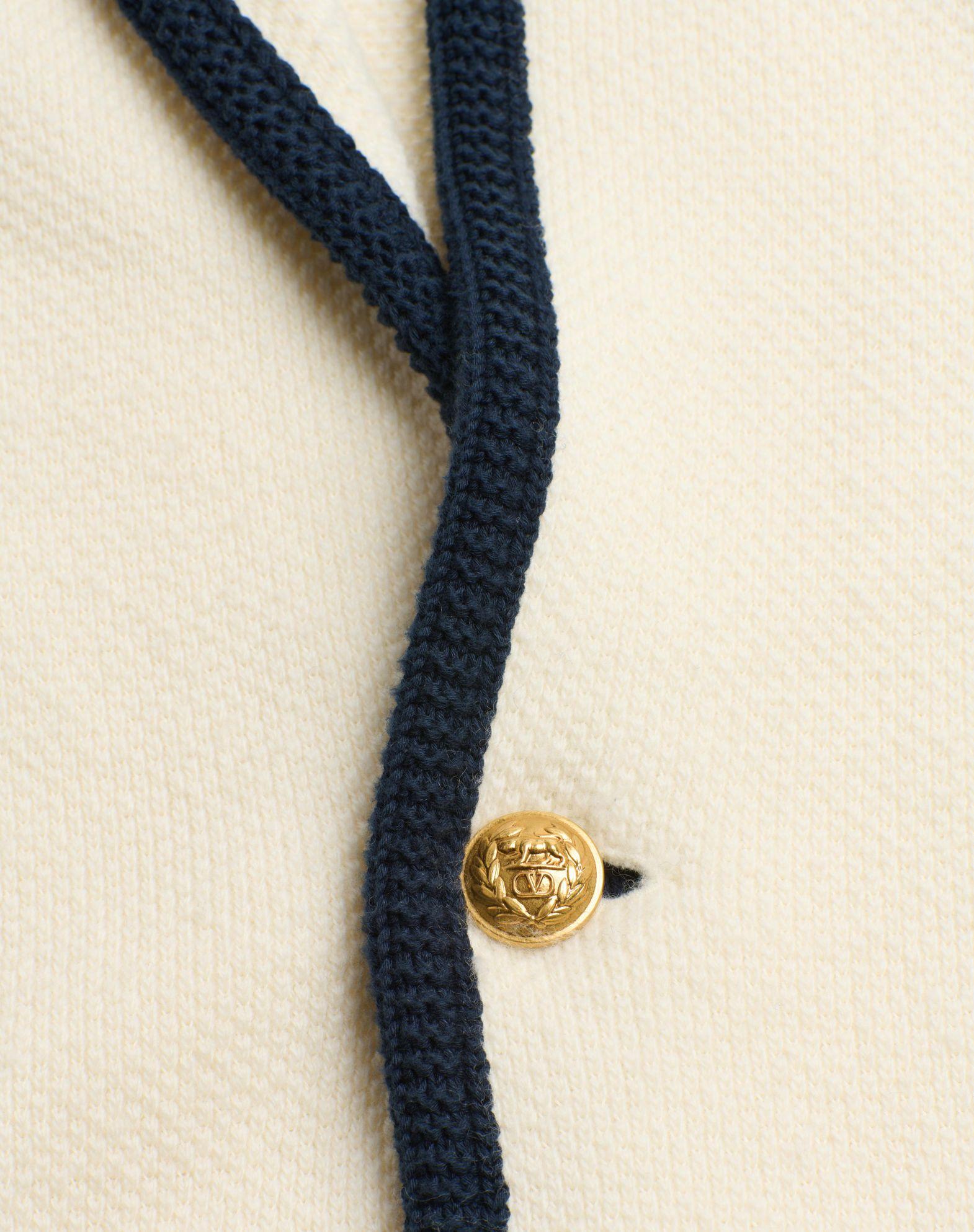 Single-Breasted Wool And Cotton Jacket With Torchon Piping Product Image