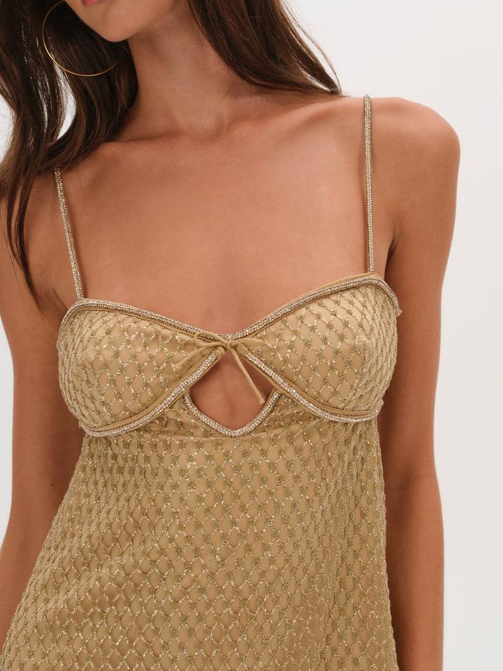 Glitter Slip Dress — Gold Product Image