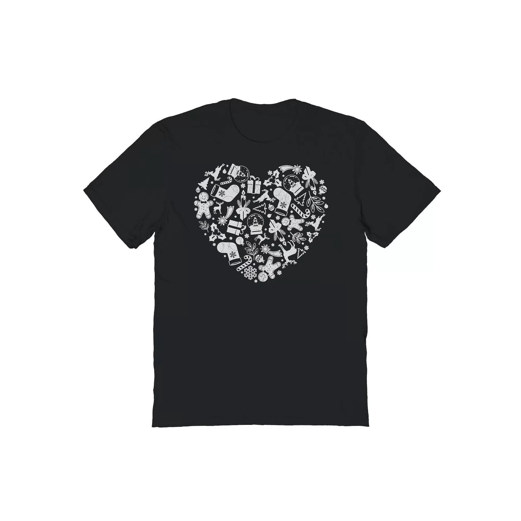 Men's Heart Christmas Graphic Tee, Adult Unisex,  Product Image