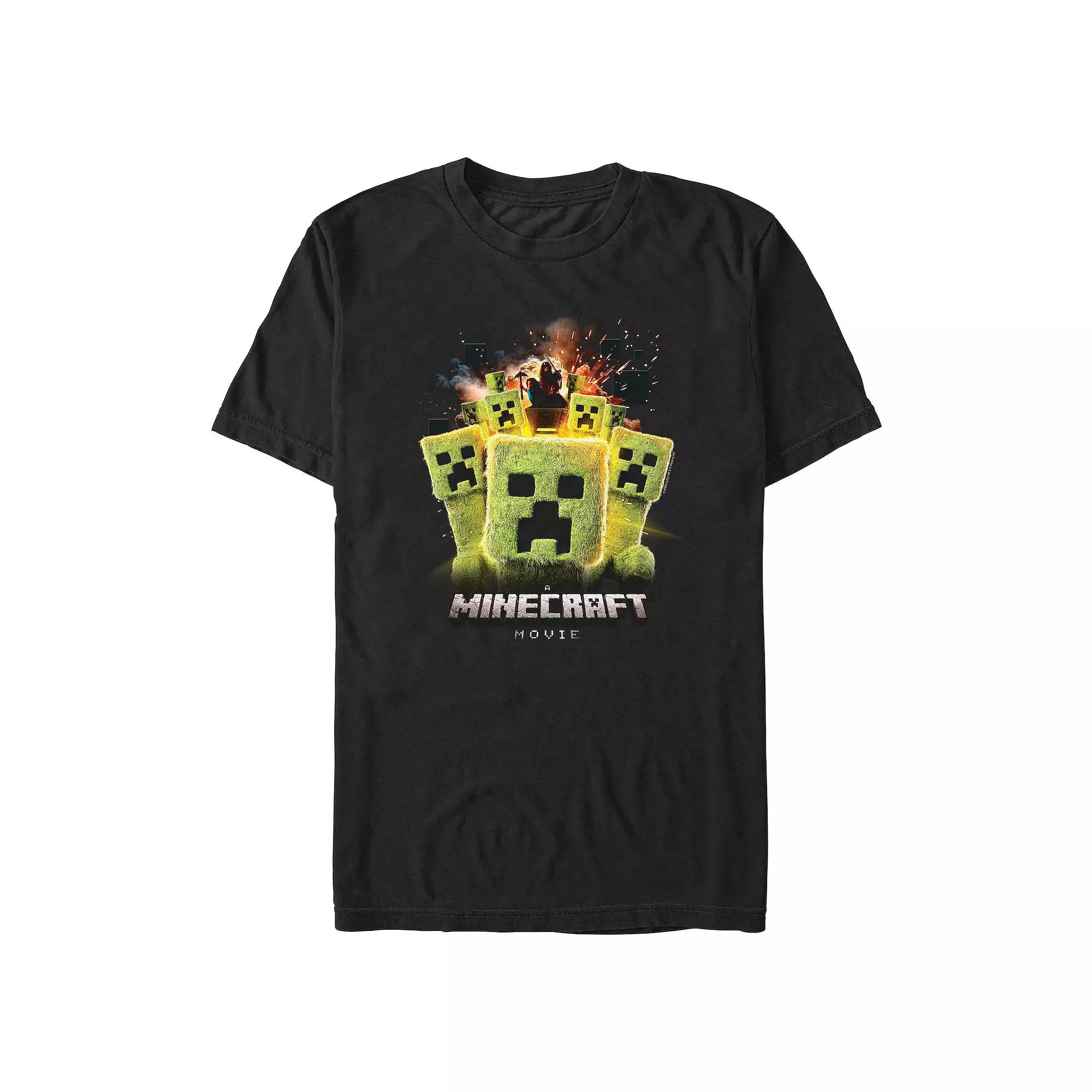 Big & Tall Minecraft Movie Creepers Running Graphic Tee, Men's, Size: Medium Tall, Black Product Image