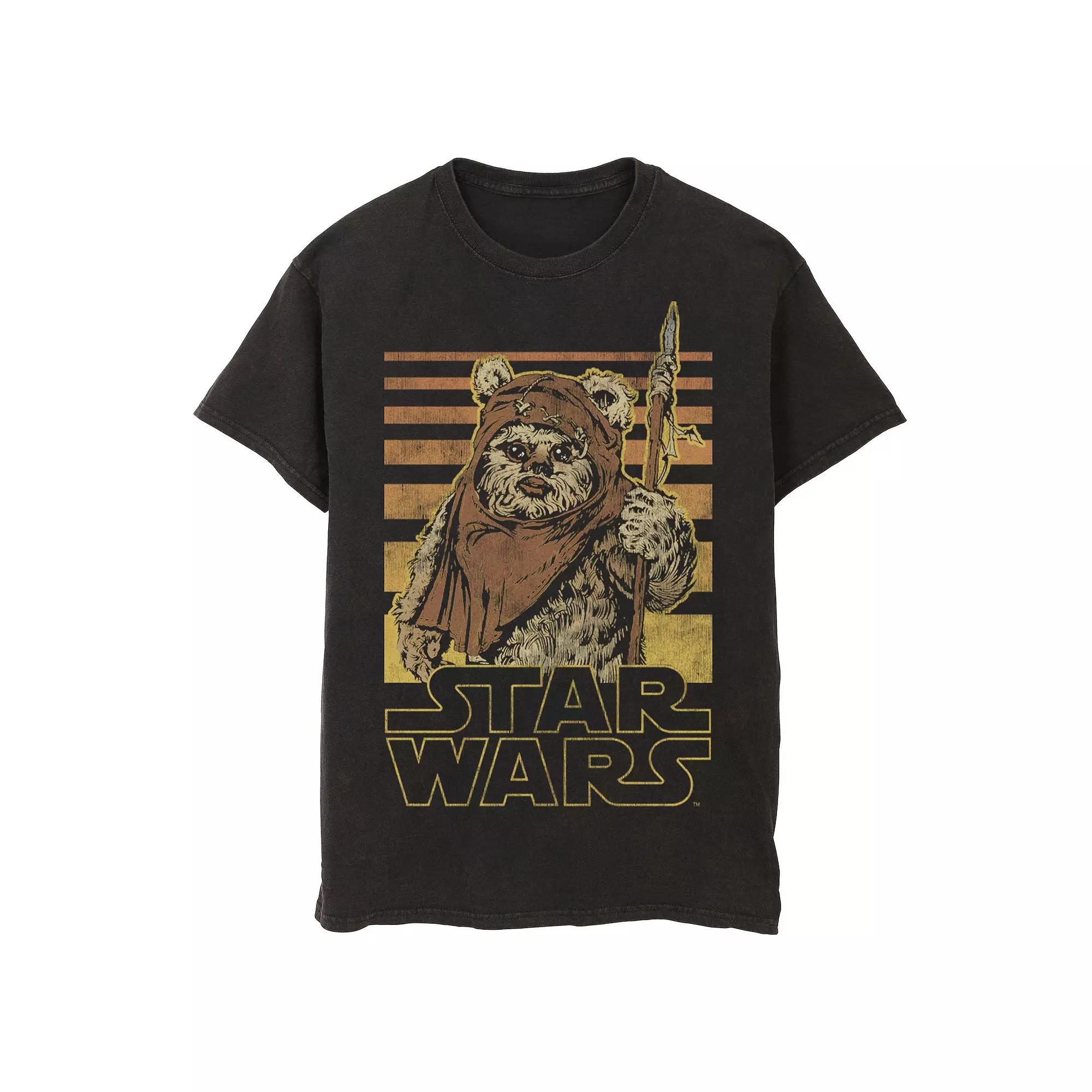 Men's Star Wars Wicket Retro Ewok Sunset Halftone Graphic Tee,  Product Image