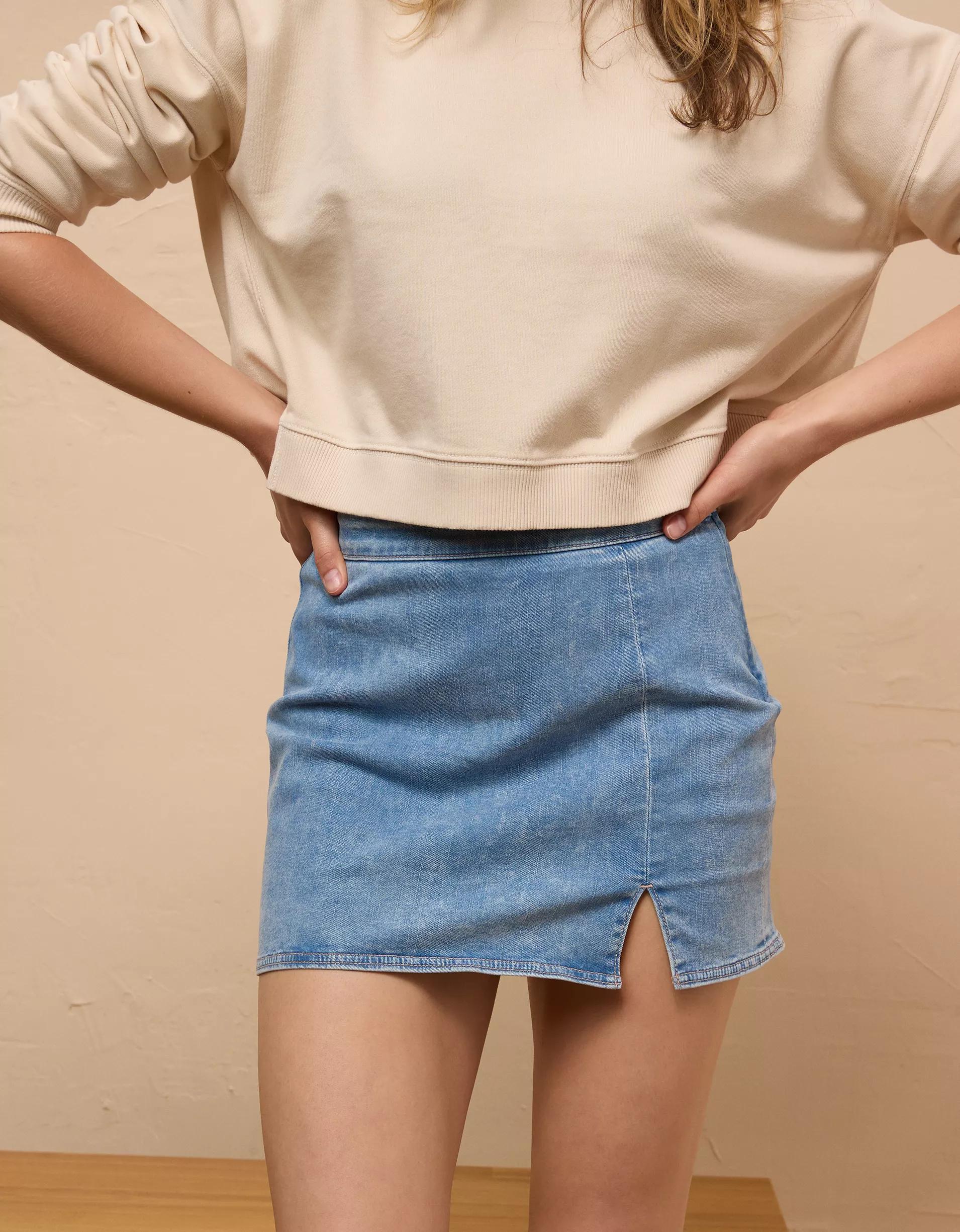 AE Next Level High-Waisted Denim Skort Product Image