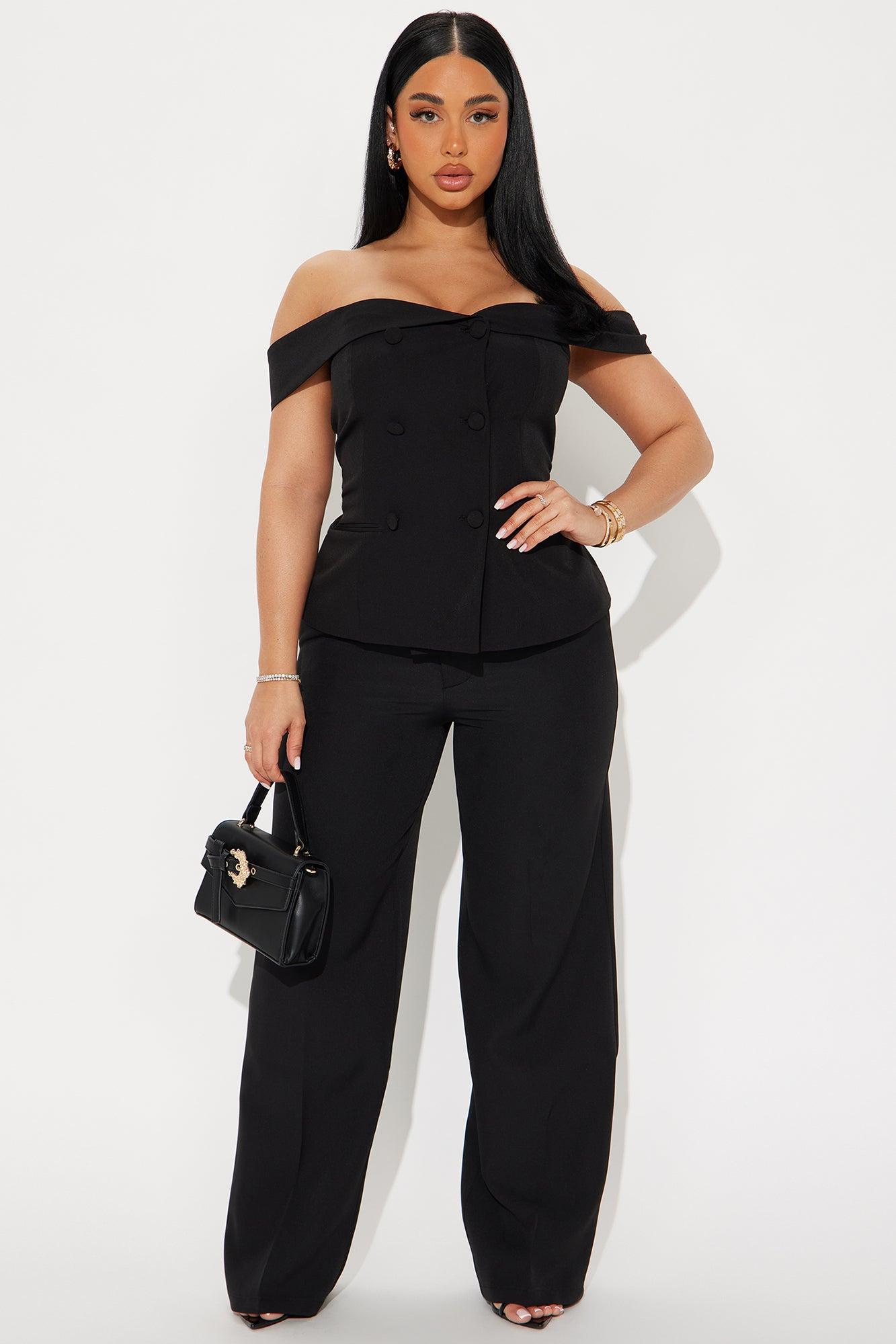 Let's Go For A Chat Off Shoulder Vest Top - Black Product Image