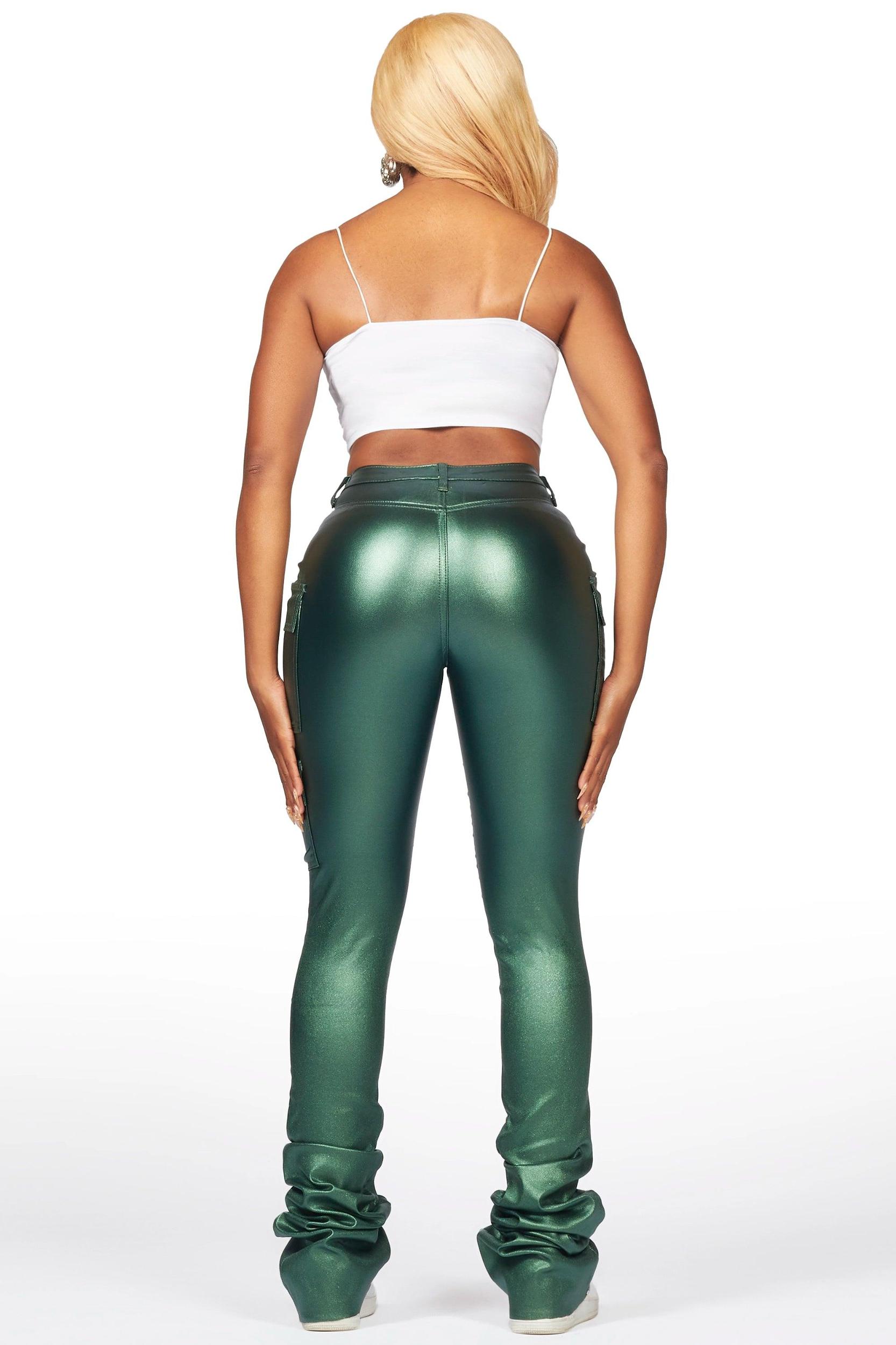 Vixen Metallic Green Cargo Super Stacked Pant Female Product Image