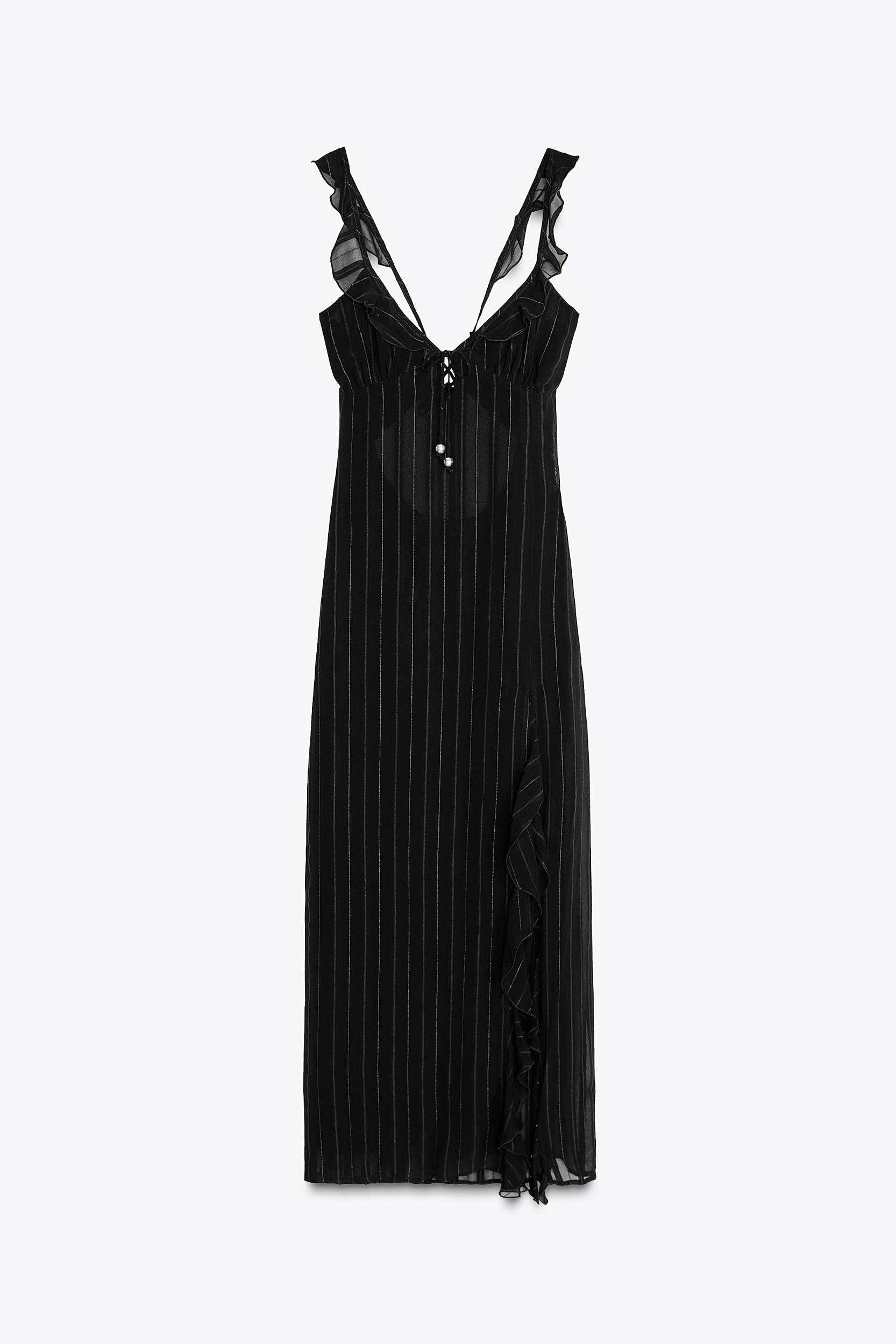 METALLIC THREAD LINGERIE STYLE MIDI DRESS Product Image