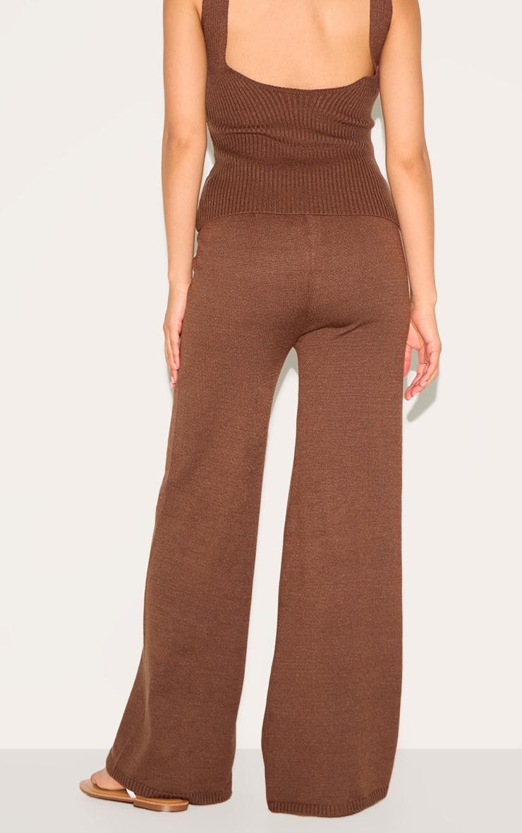 Petite Chocolate Knitted Straight Leg Pants Product Image