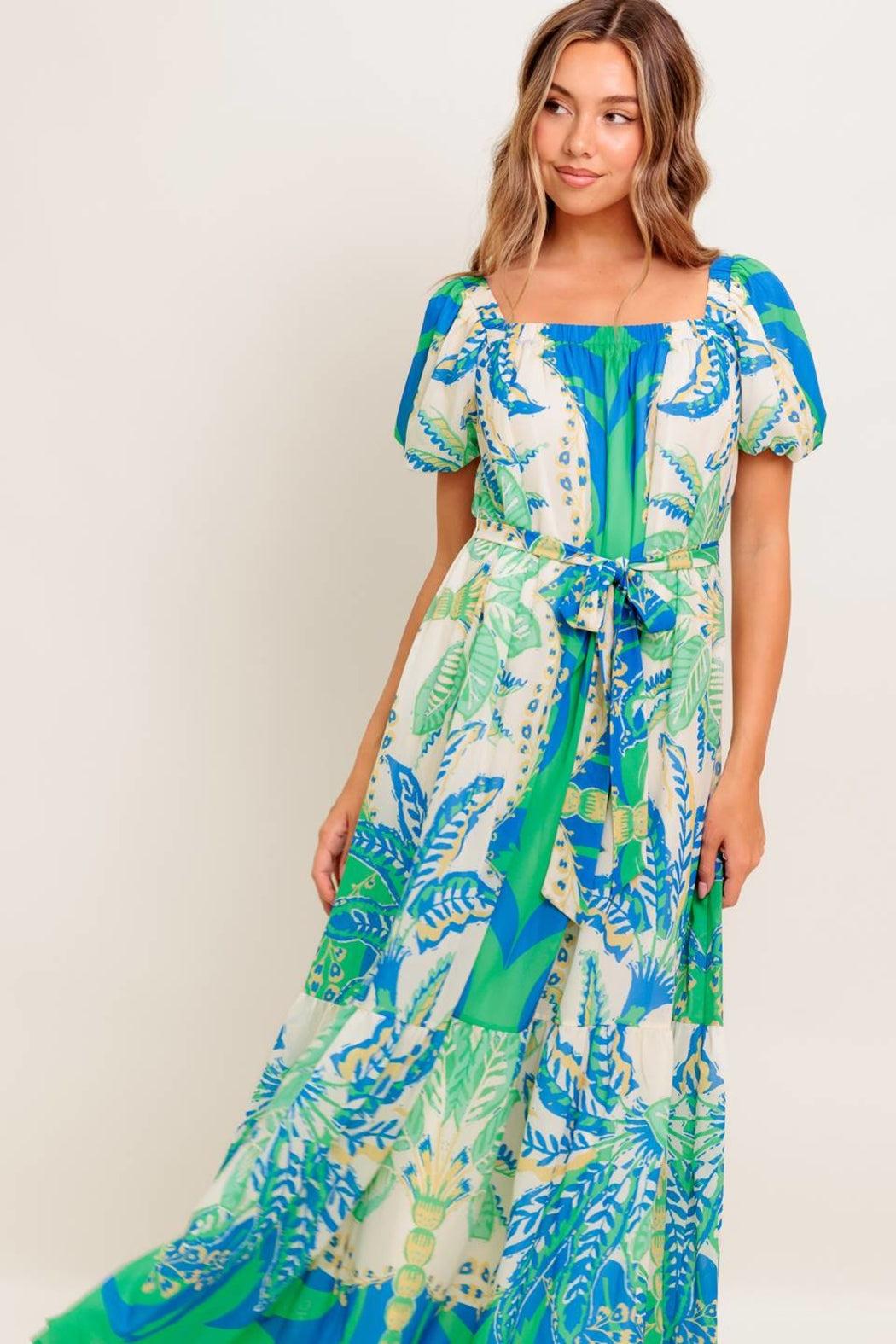 Floral Bouquet Belted Dress Product Image