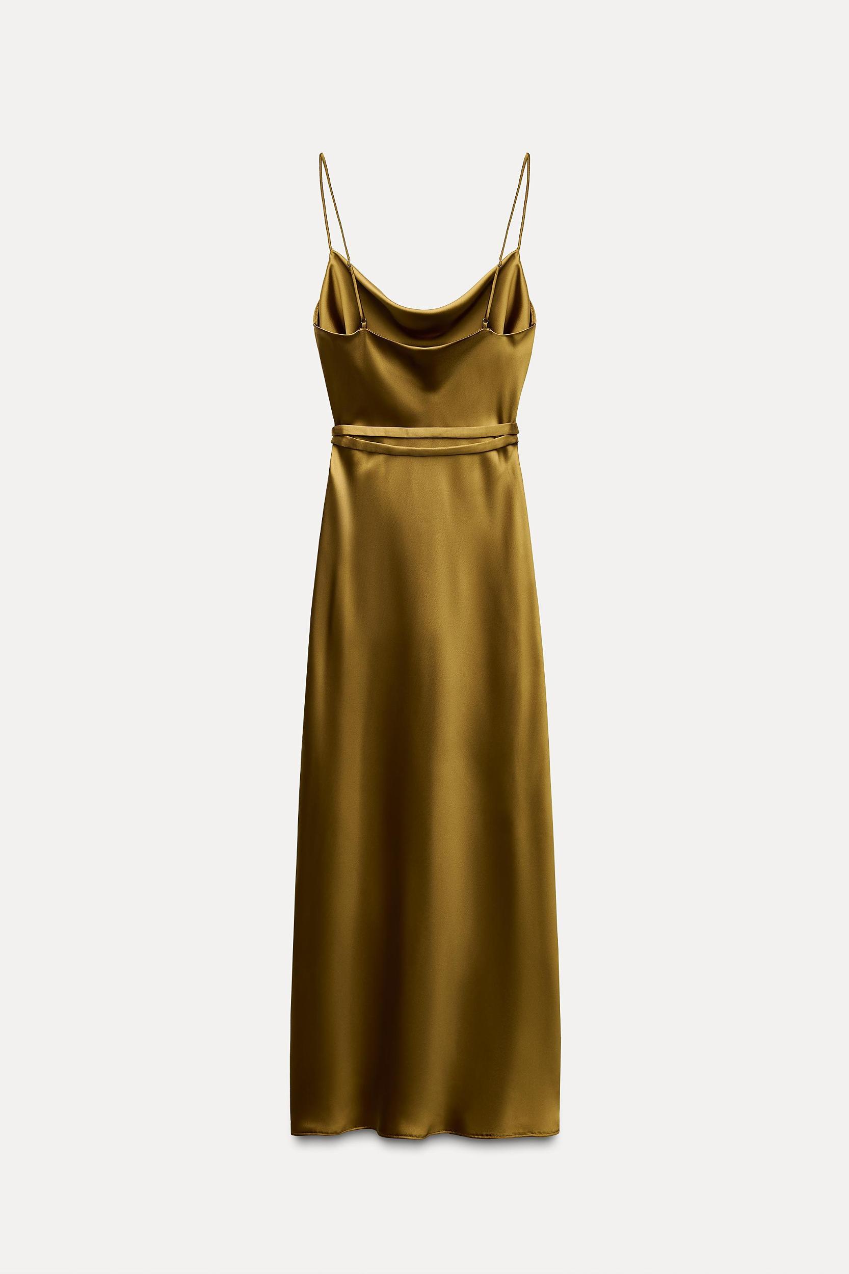 SATIN MIDI DRESS WITH BELT Product Image